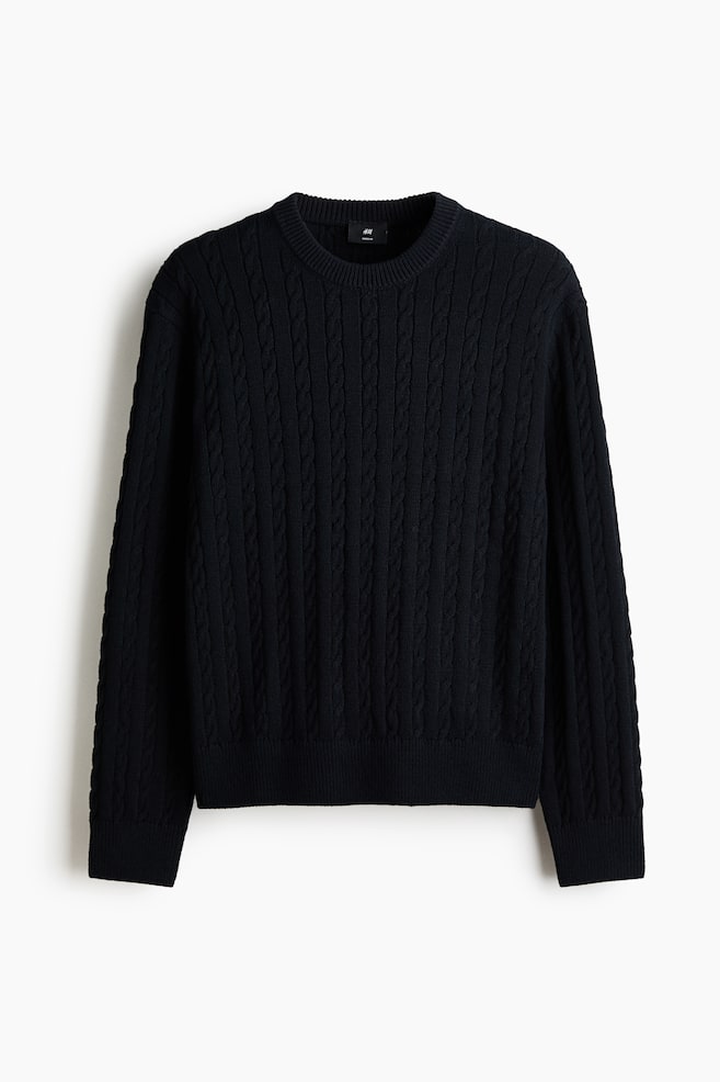 Regular-Fit Cable-Knit Sweater - Navy blue/Light blue/Green - 1