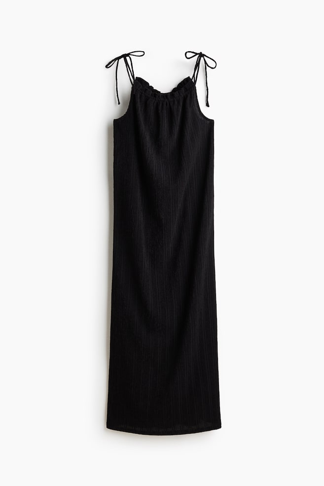 Crinkled tie-strap dress - Black/White/Striped/Cream/Striped - 1