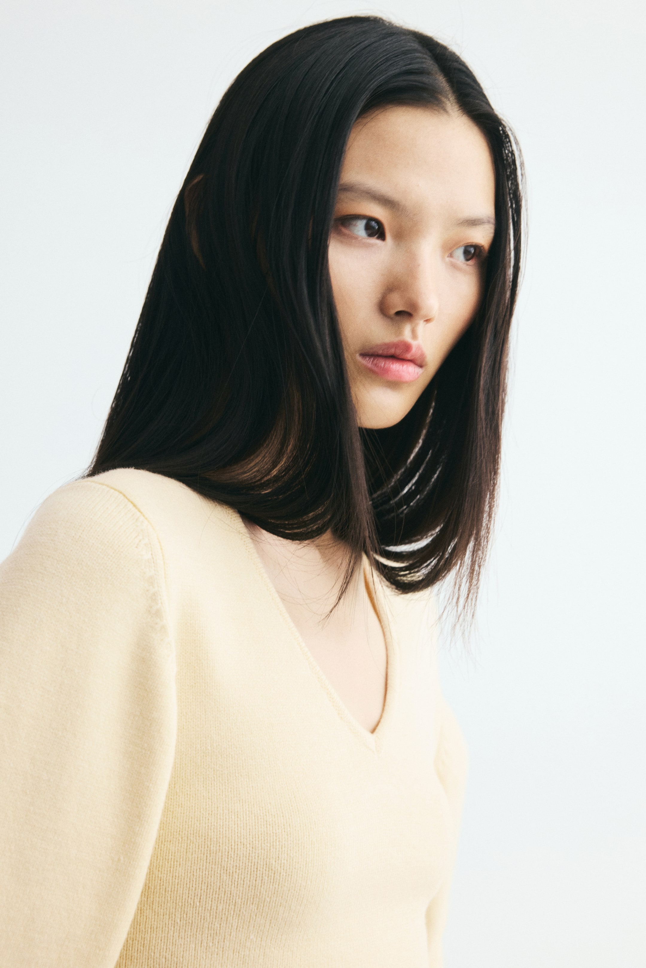 Fine-Knit V-Neck Sweater