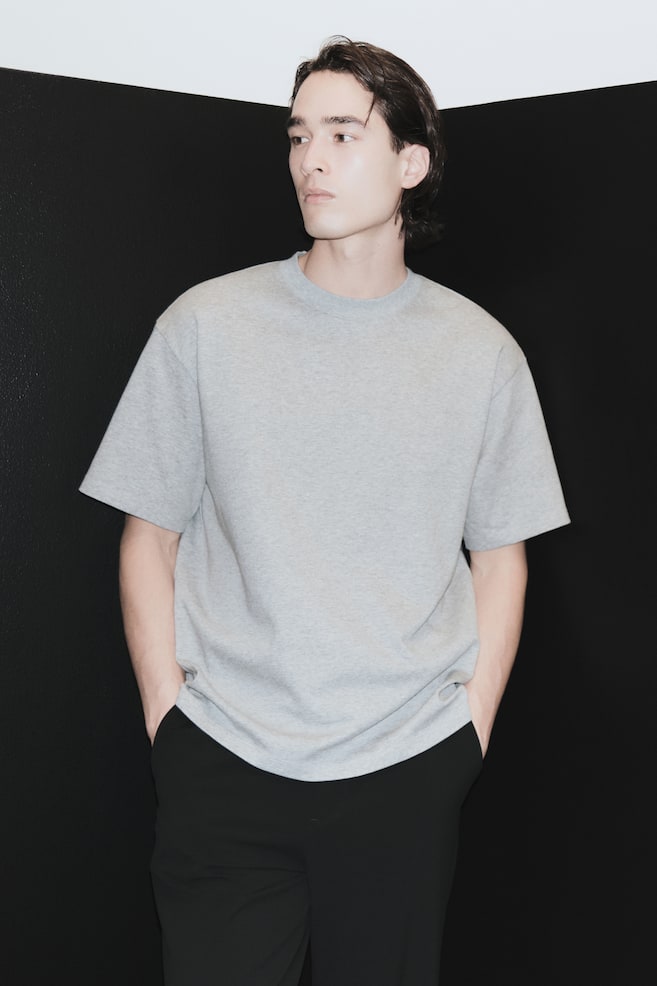 Cooling Relaxed Fit T-shirt - Grey marl/Dark beige/Navy blue/Black/Striped/White/Black/Dark brown/Beige - 1