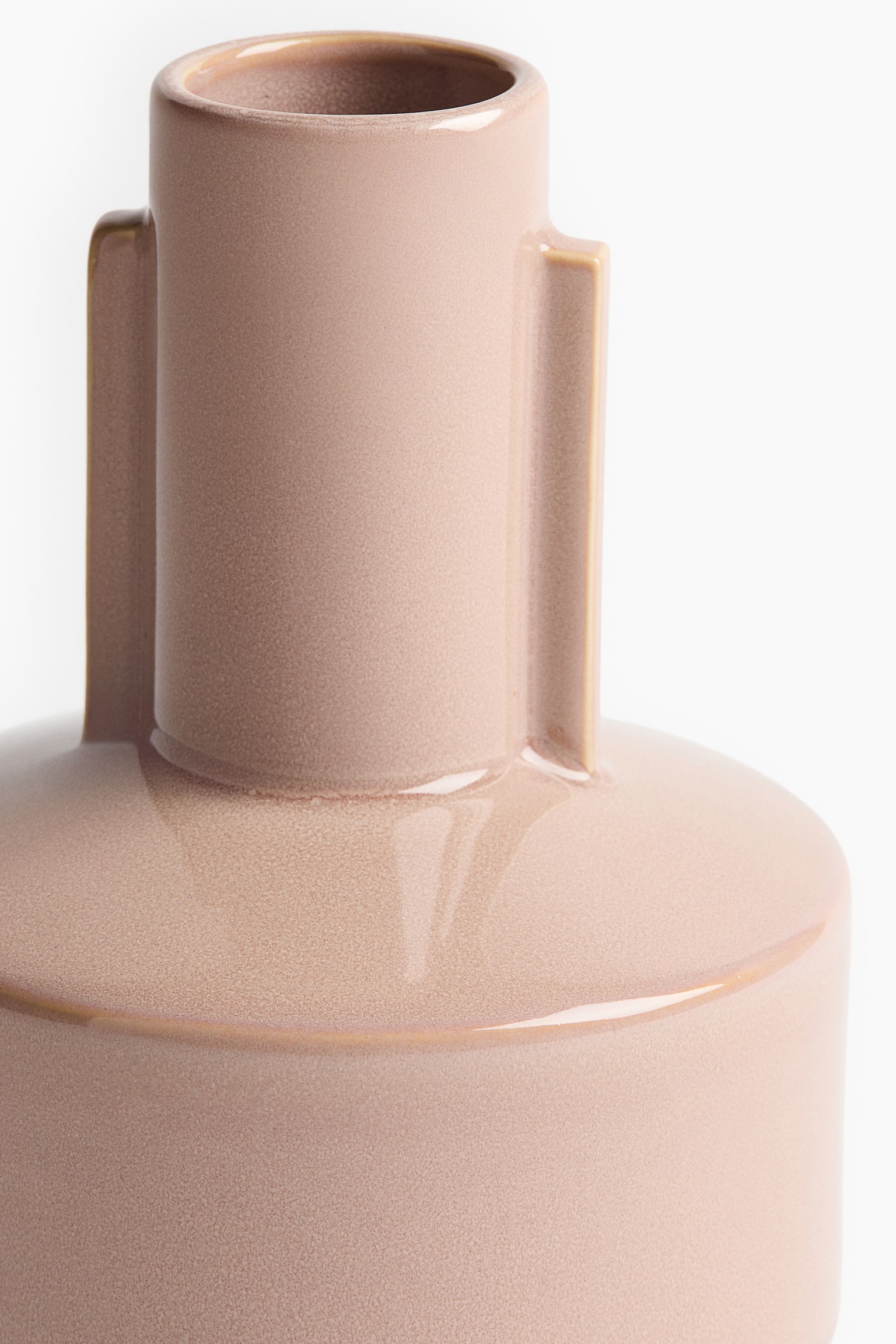 リアクティブグレイズストーンウェアフラワーベース - ライトピンク/カーキベージュ - 2