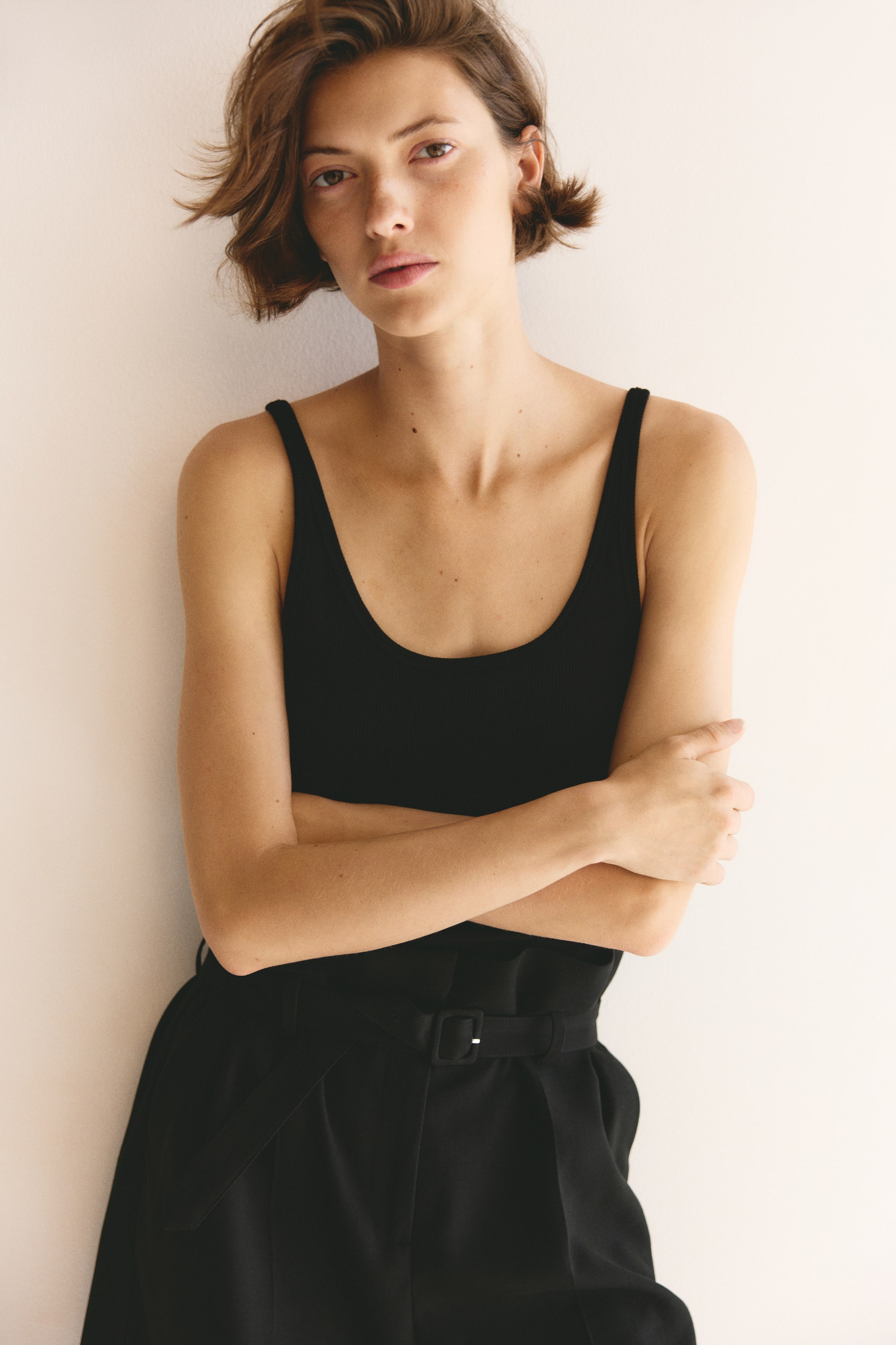 Viscose-Blend Shorts with Belt
