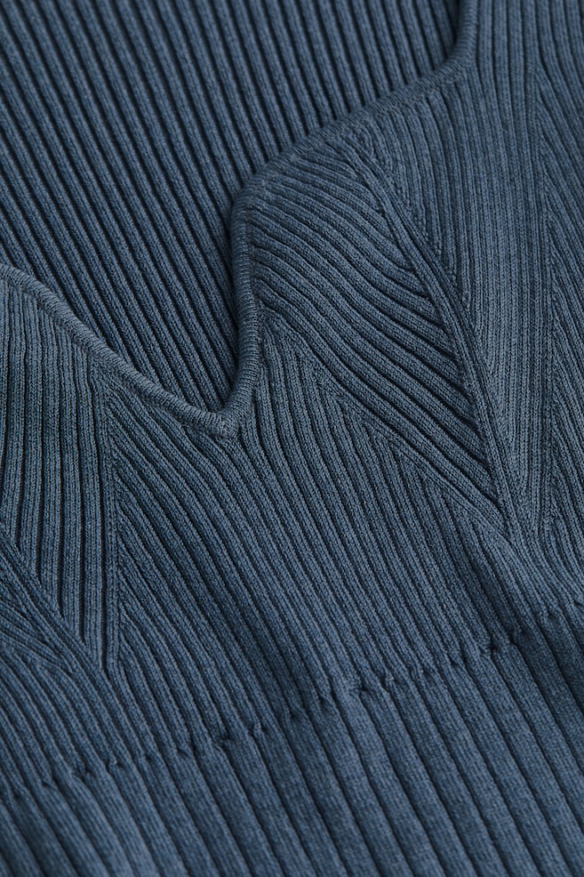 Rib-knit bodycon dress - Pigeon blue/Black - 4