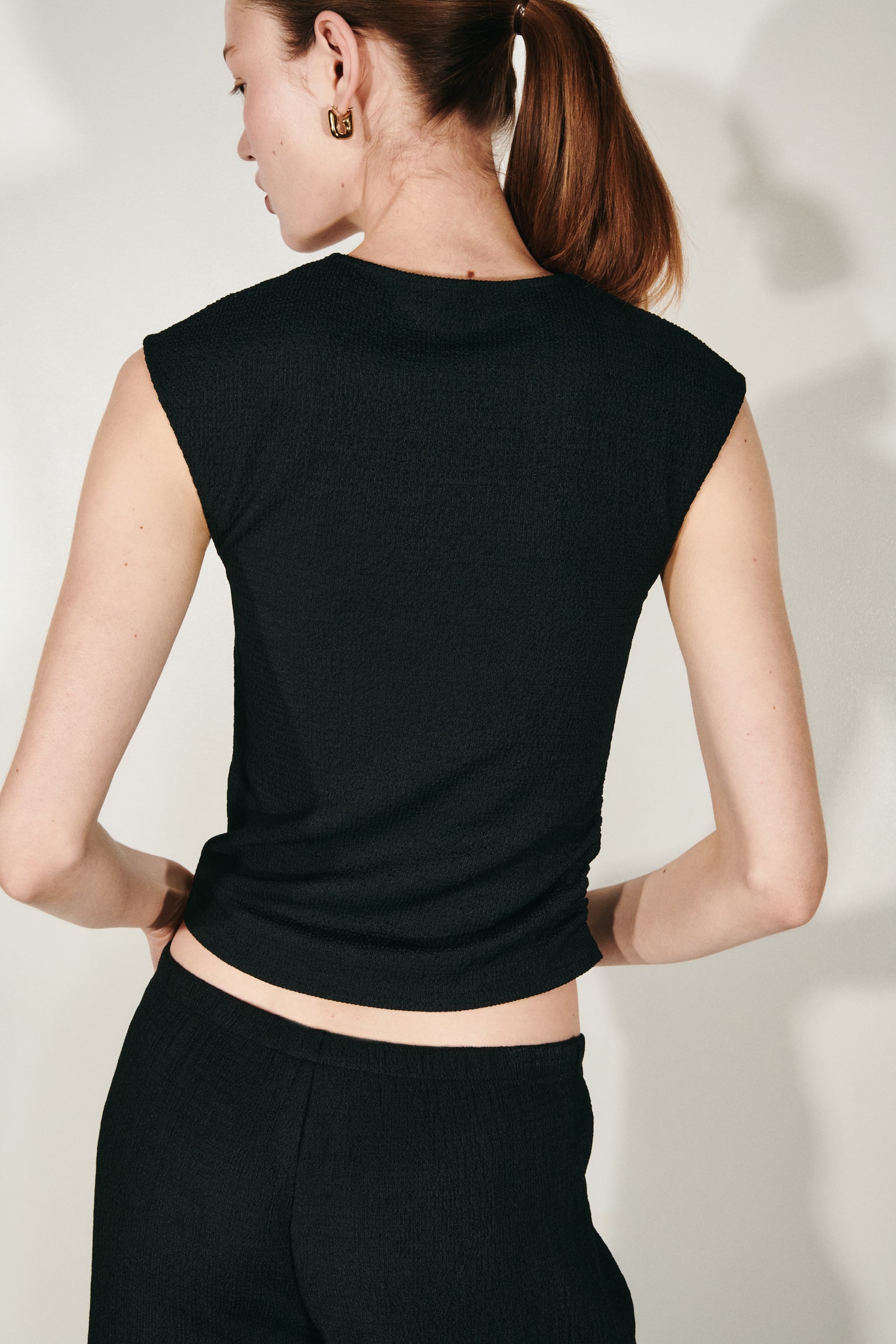 Textured jersey top - Black/Light beige/Patterned/Rust red/Light dusty blue - 3