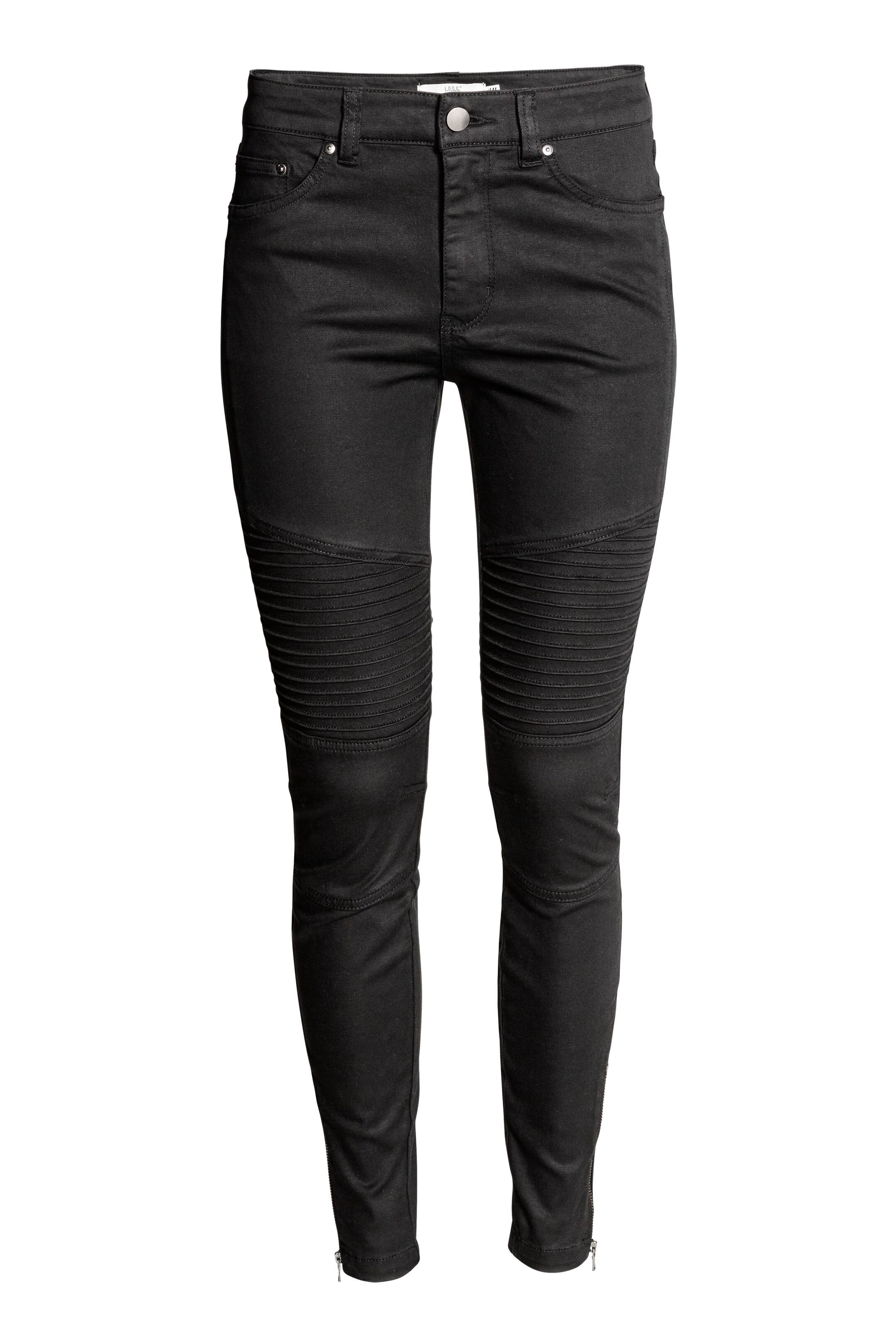 View larger image: Lyocell-blend biker trousers - Black - Ladies | H&M GB 1