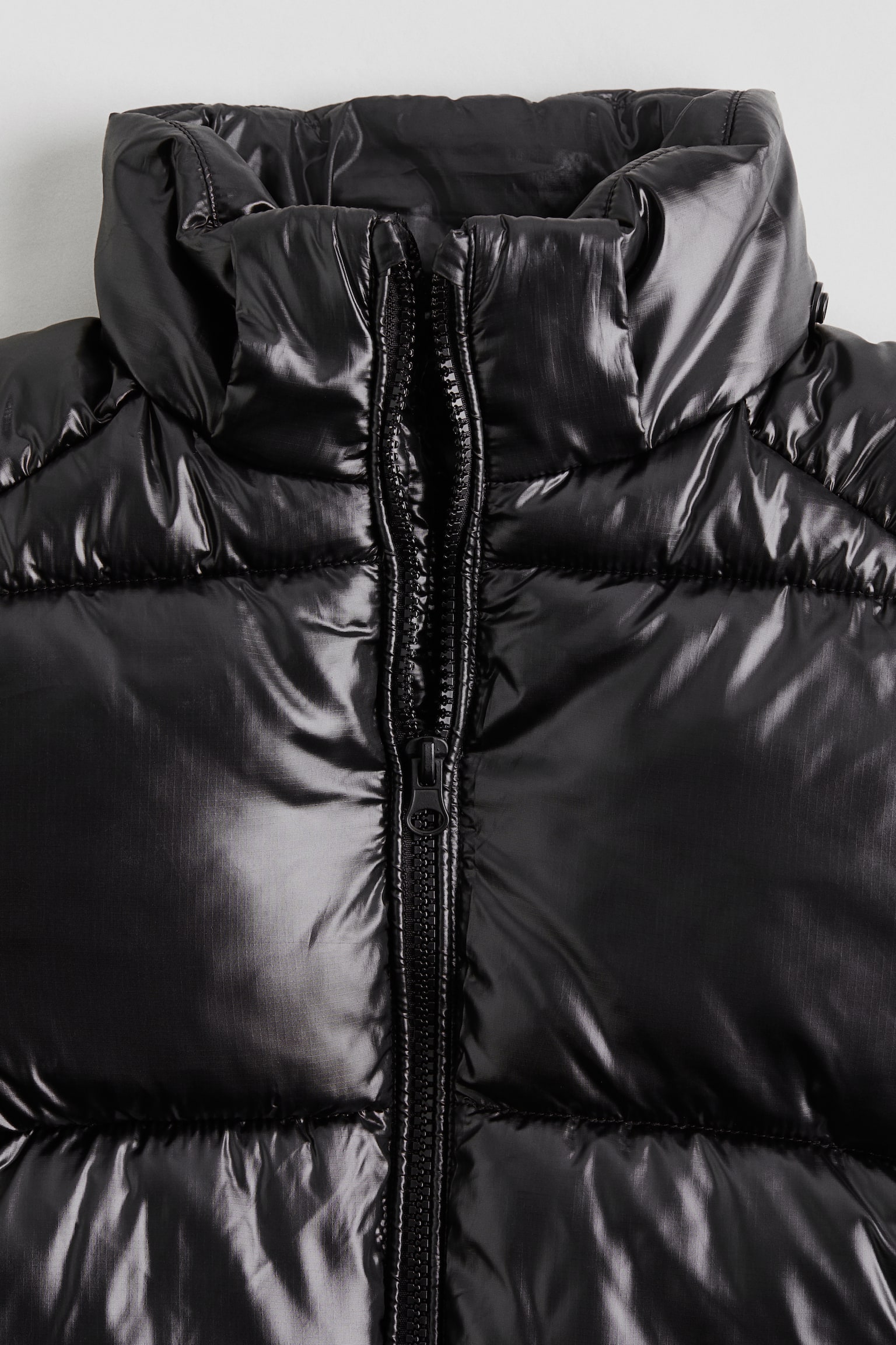 Shiny puffer jacket - Black - 7
