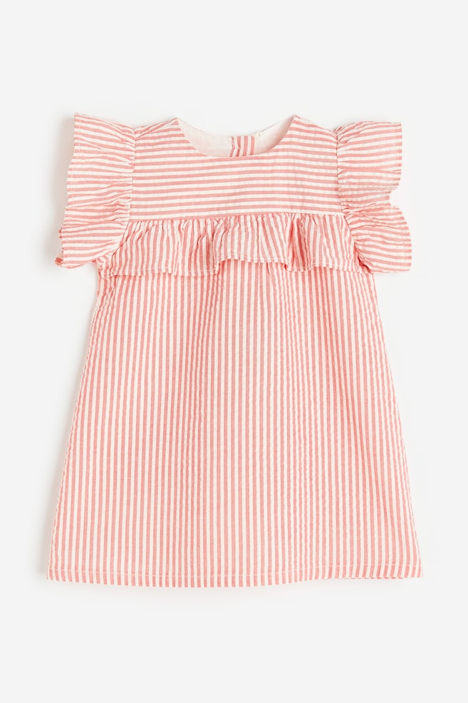 Frill-trimmed cotton dress - Red/Striped/Blue/Checked/Light pink/Small flowers