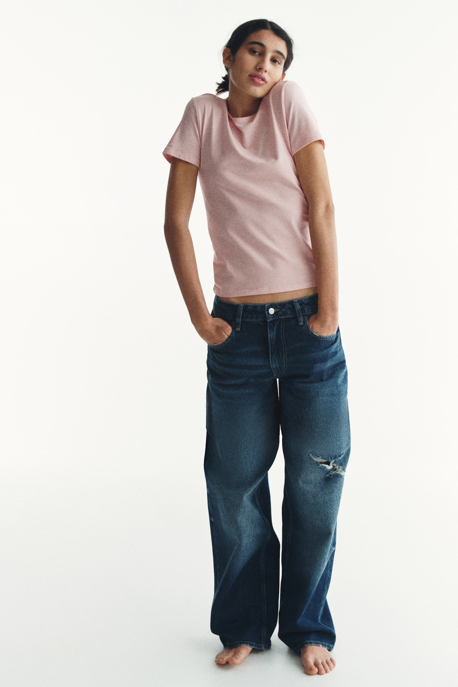 Fitted T-shirt - Light pink/Black/Navy blue/White/Khaki green - 2