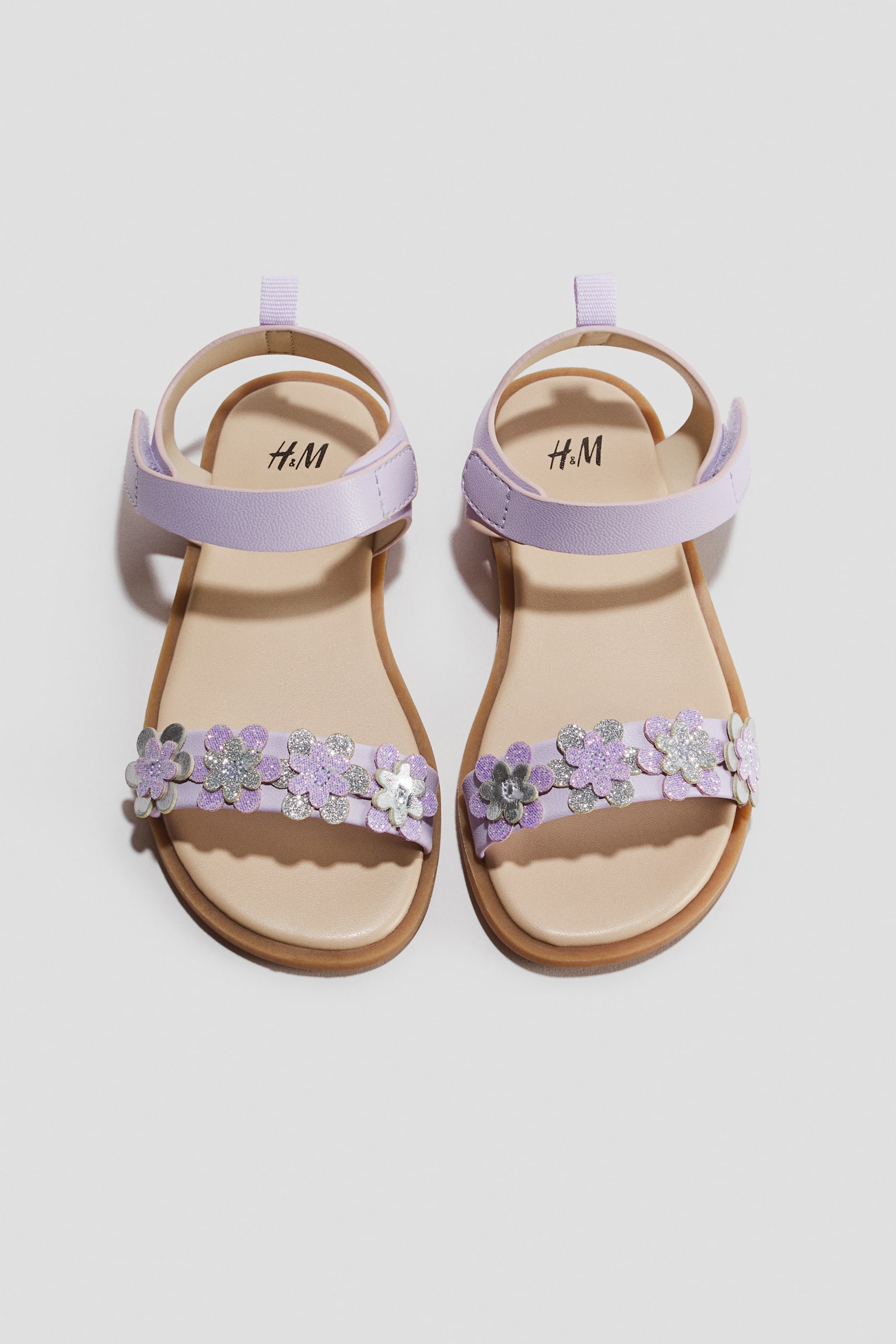 Appliquéd ankle strap sandals - Purple/Glittery