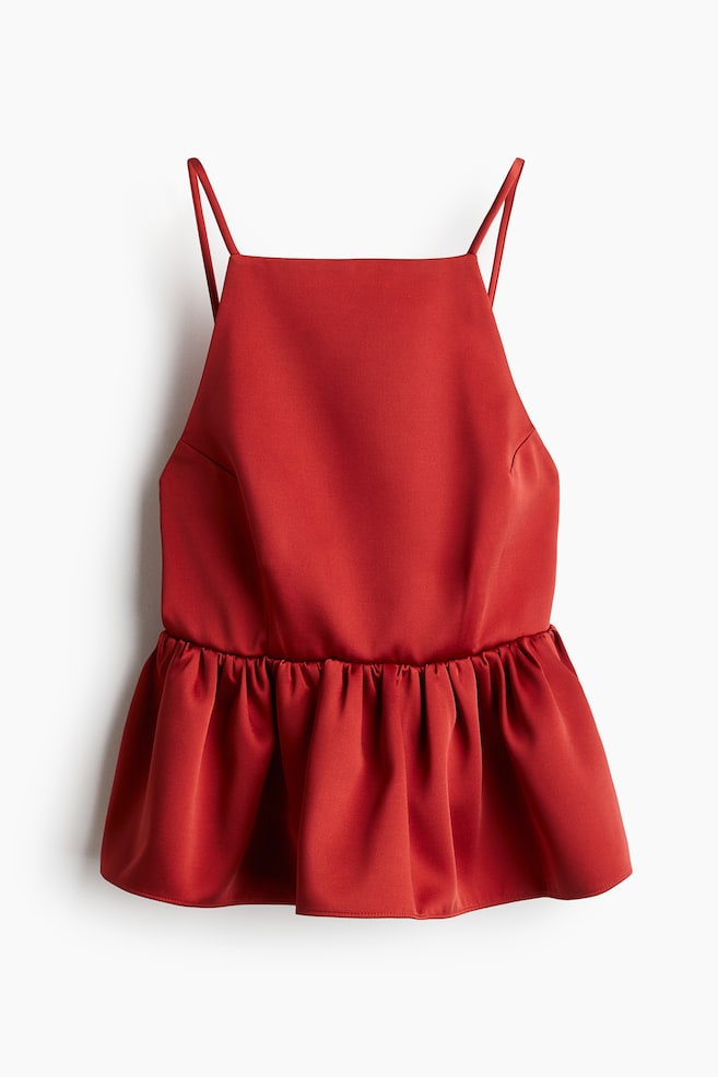 Peplum strappy top - Red - 1