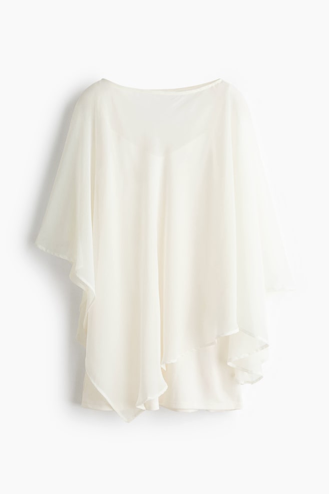 Layered dual-fabric dress - White/Black - 1