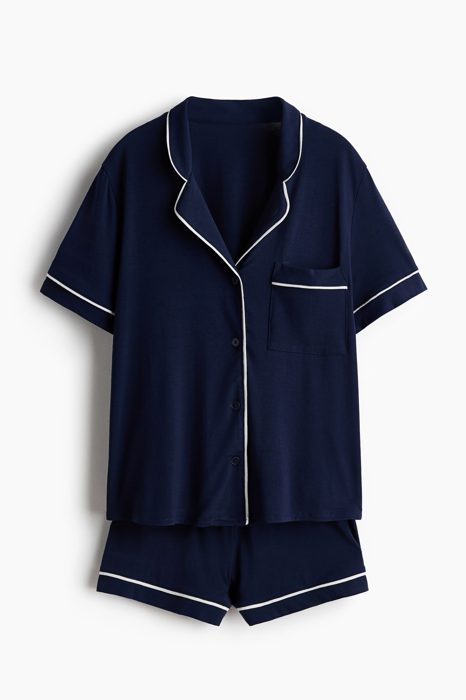 Viscose-blend pyjamas - Navy blue/Light pink/Burgundy/Black/Rust brown/Dark brown/Cream/Light blue - 1
