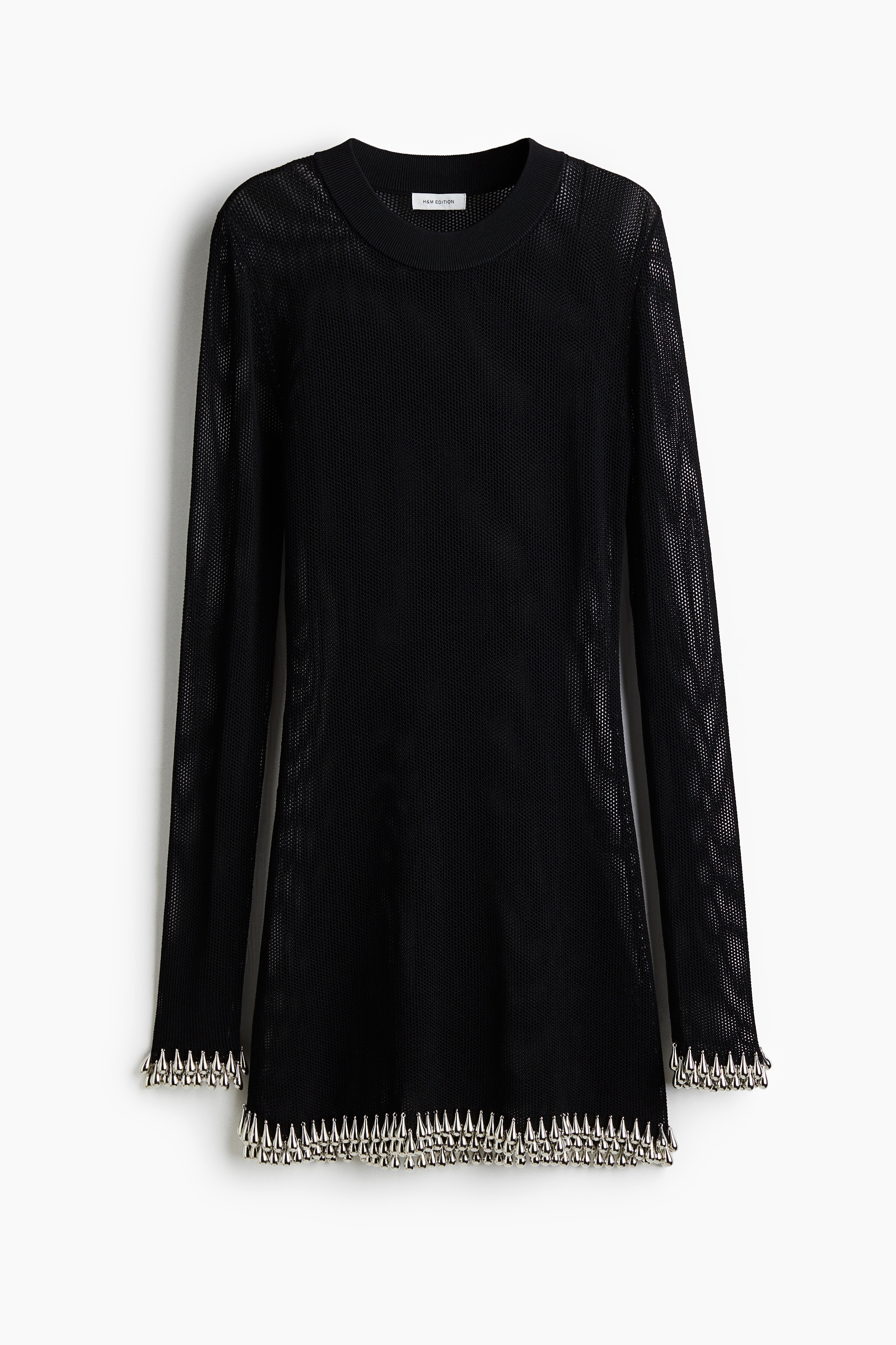 Boncuk Şeritli File Üst - Siyah