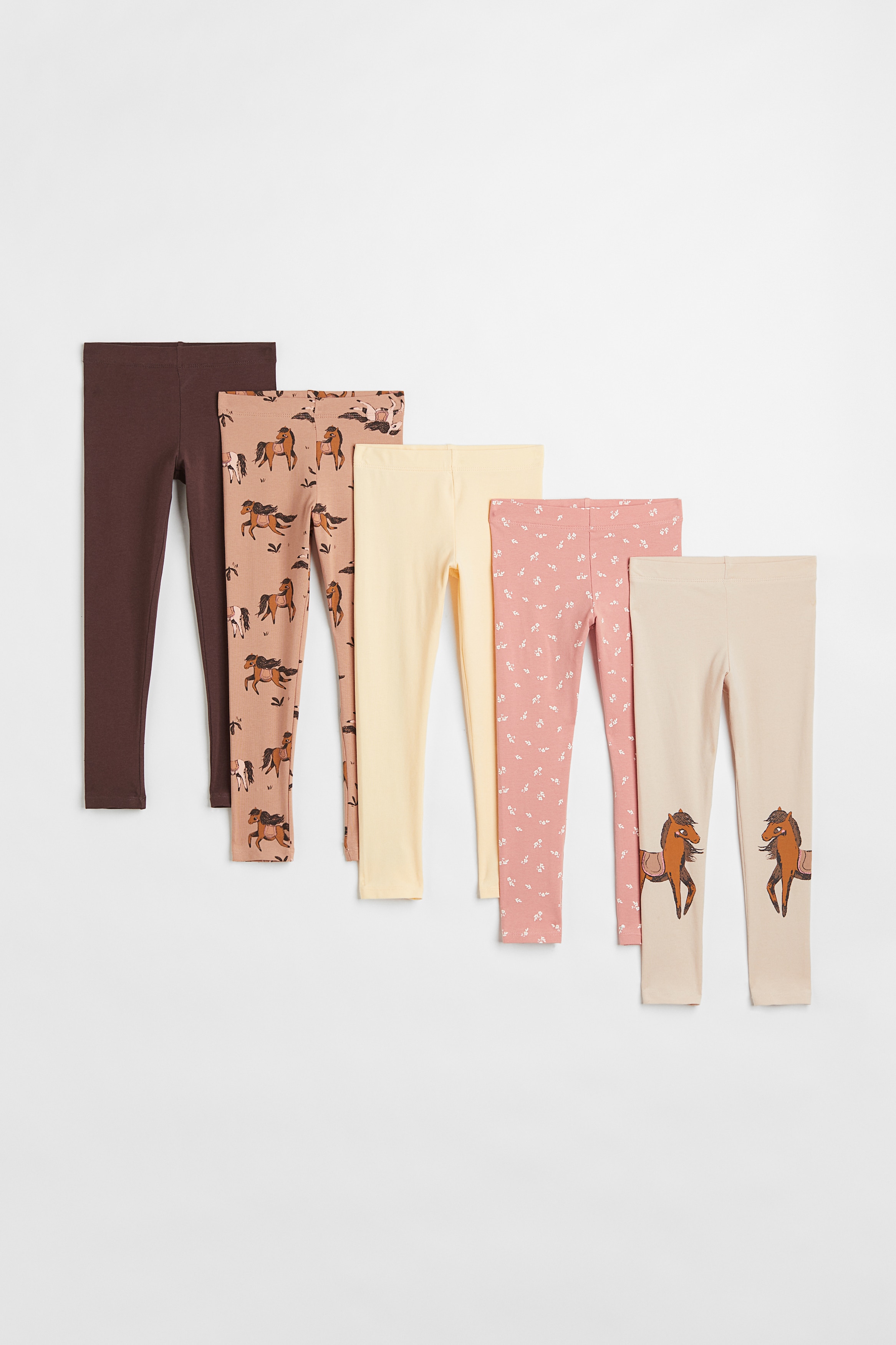 5-pack cotton leggings Black/Light pink Kids H&M IE