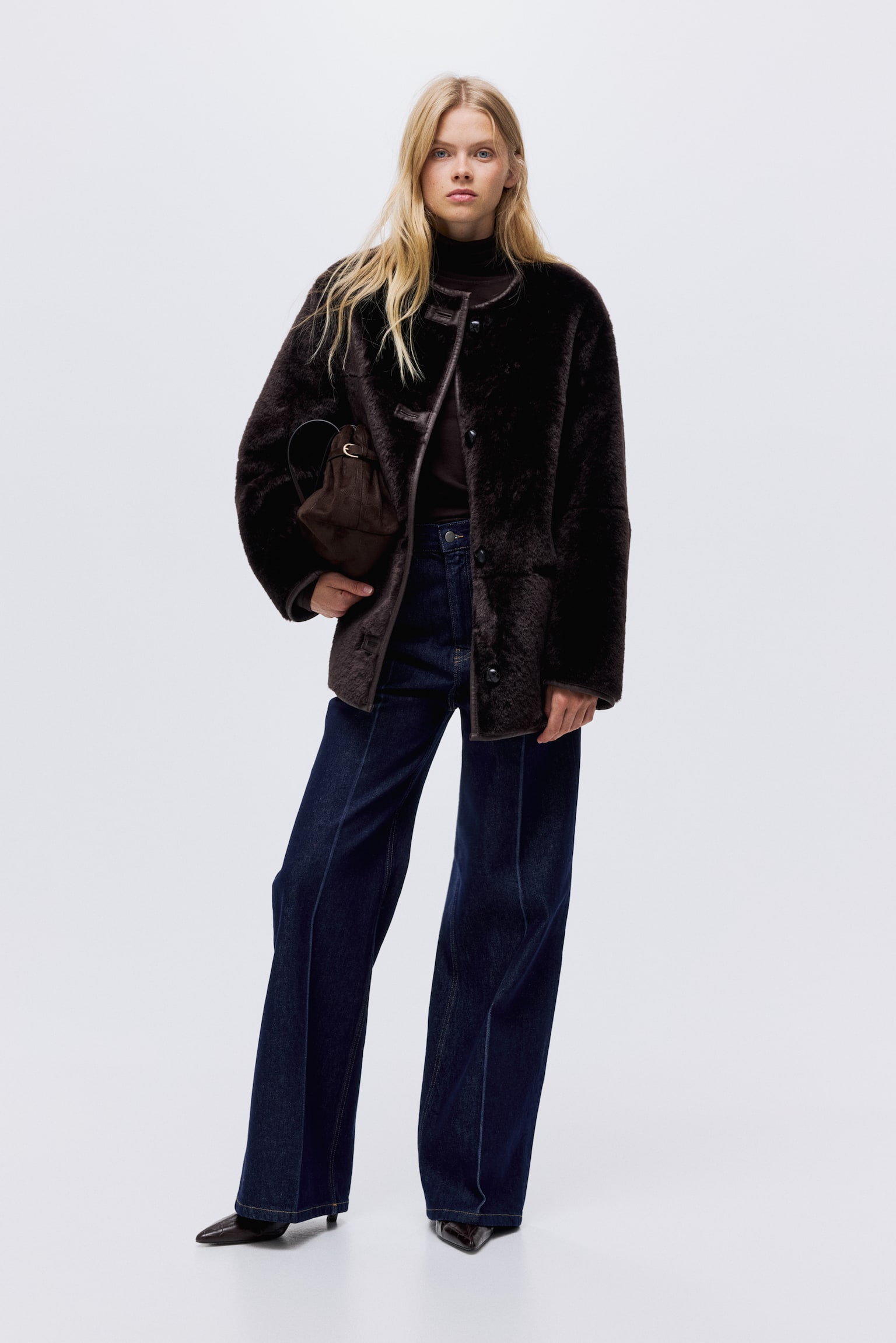 Fluffy jacket - Dark brown/Beige/Dark beige - 8