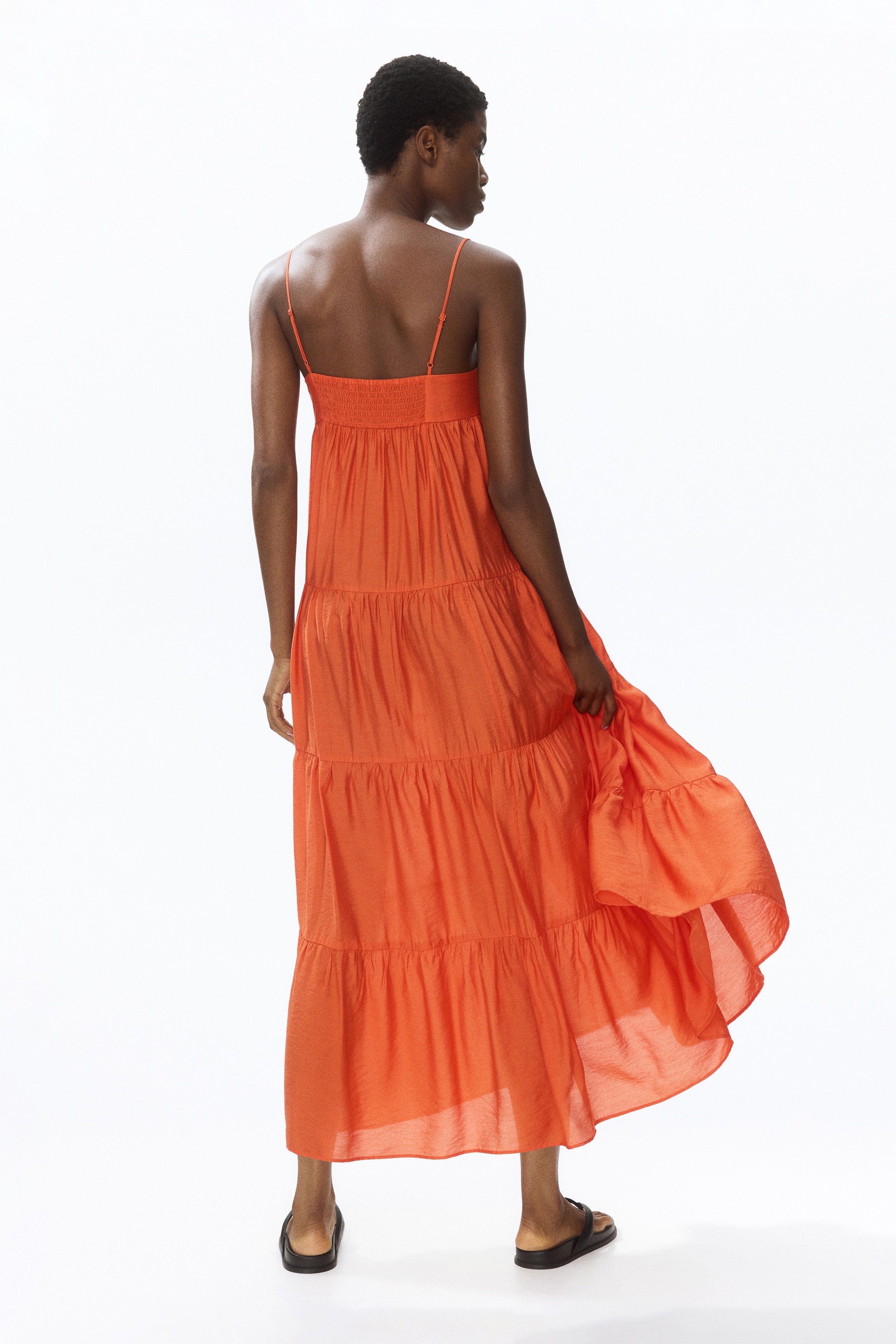 h&m burnt orange dress Oversized Flounced Dress
