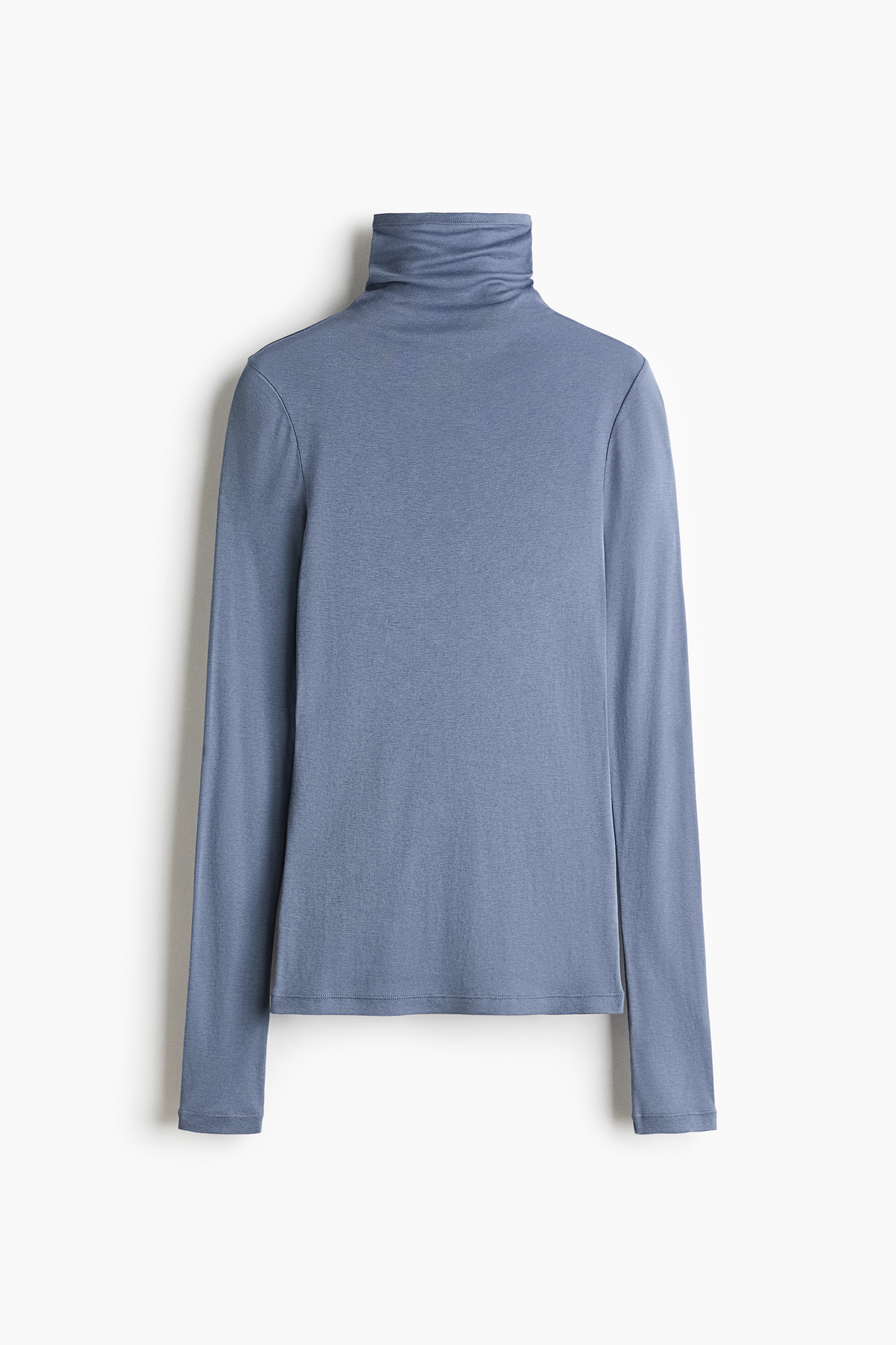 Top van pimakatoen met turtleneck - Dusty blauw/Donkerbruin/Roomwit/Lichtgrijs