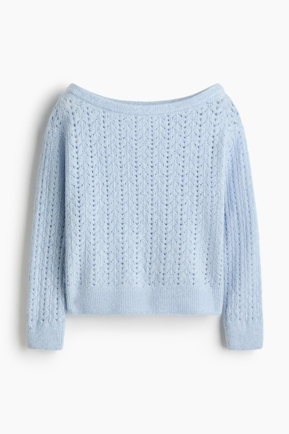 Женские свитеры H&M Pointelle-Knit Off-the-Shoulder Sweater