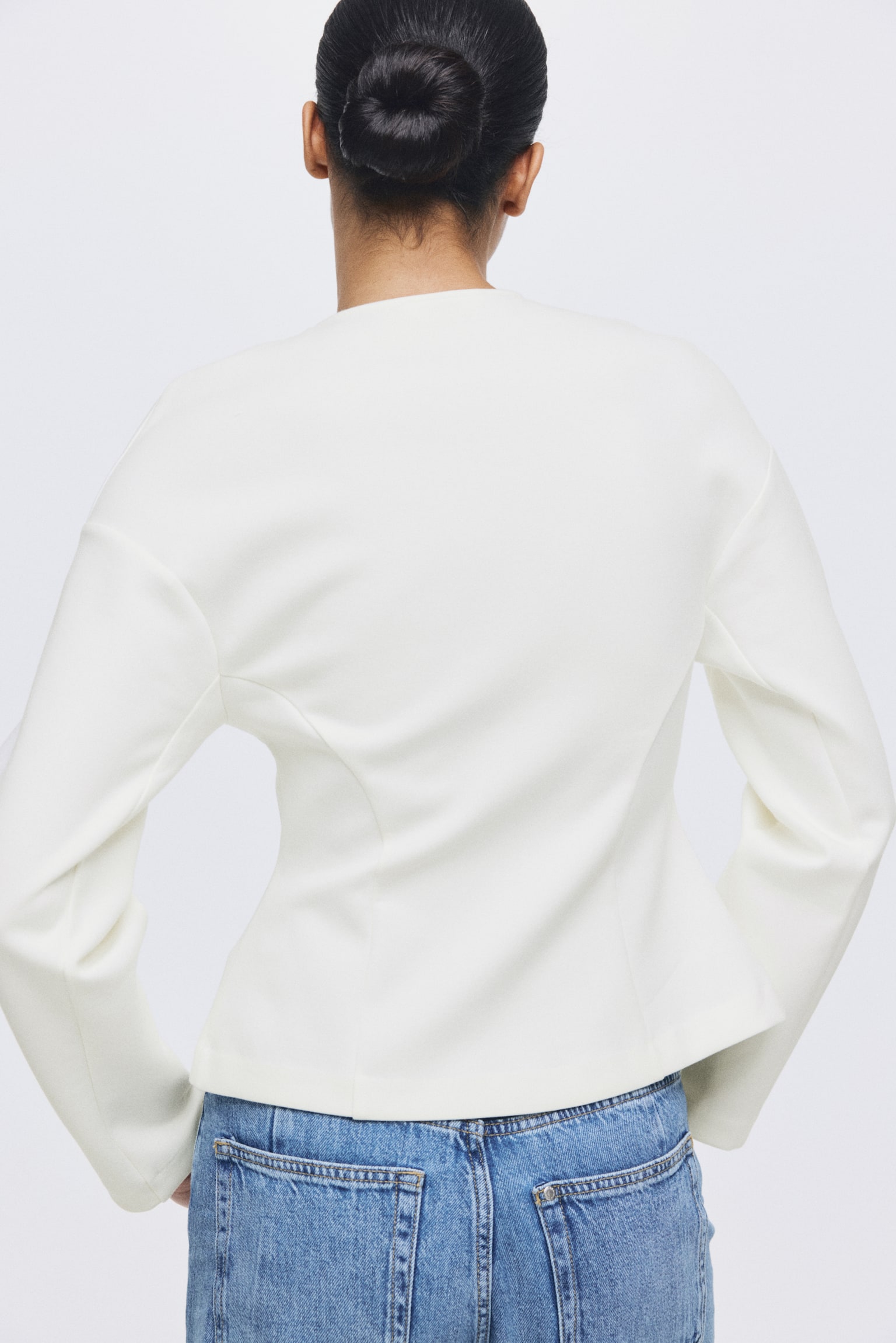 Collarless scuba blazer - White - 4