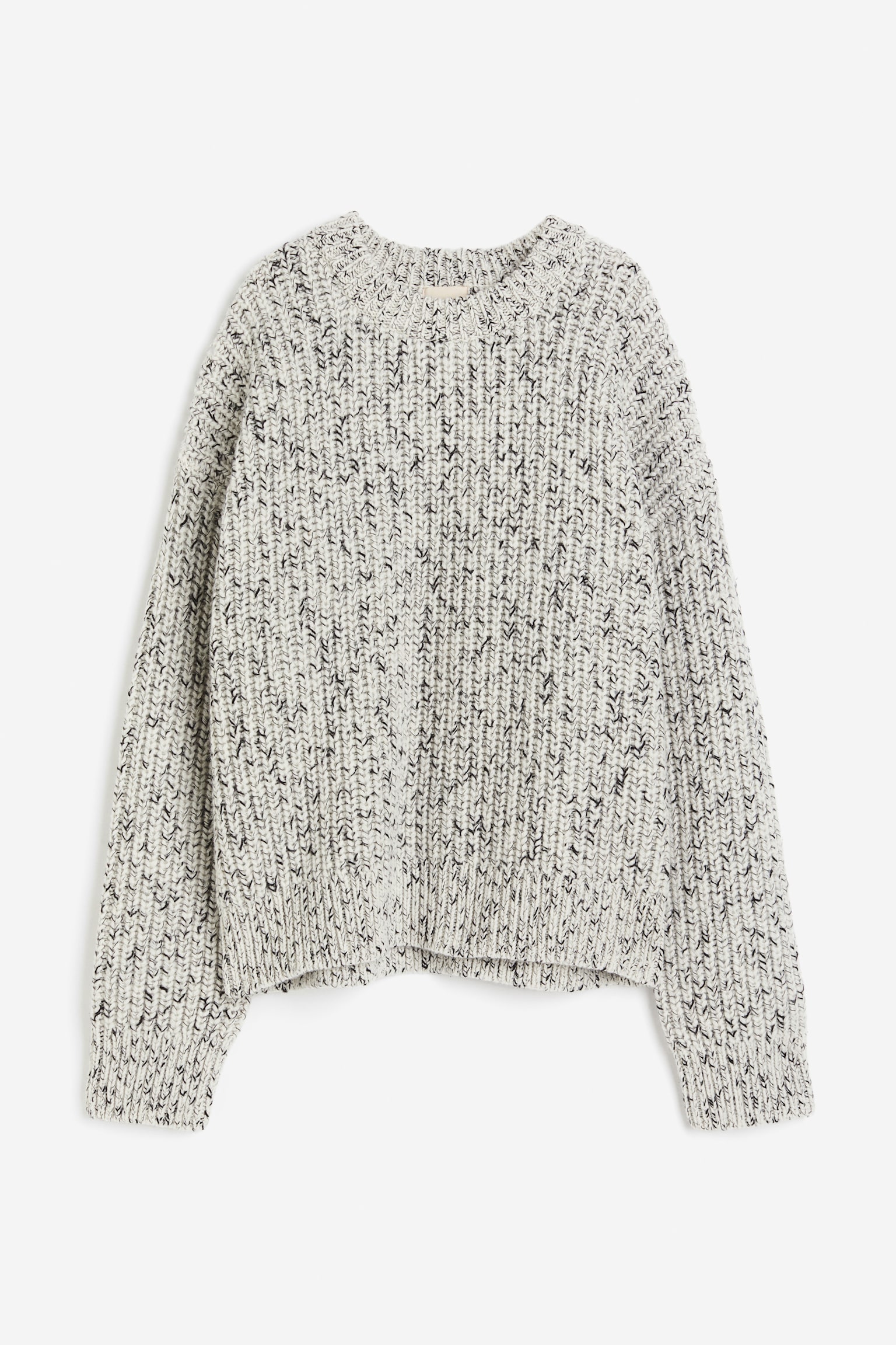 Oversized wool-blend jumper - White/Black marl/Black marl - 1