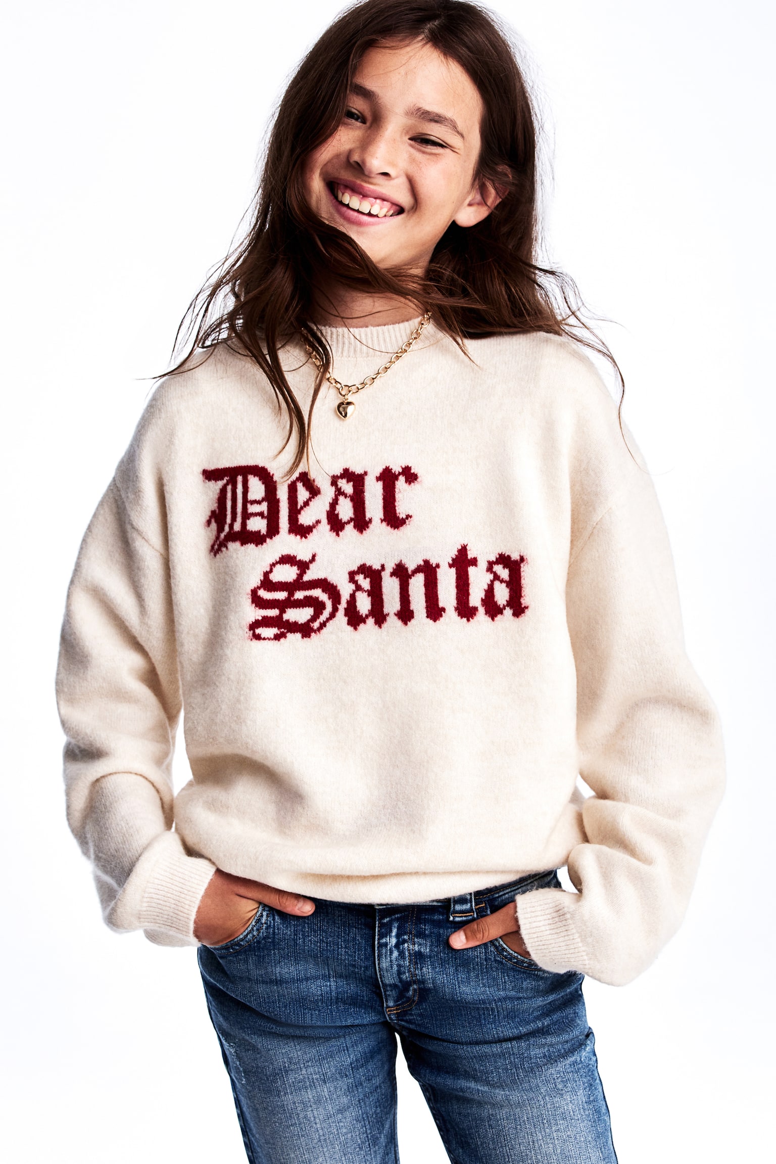 Loose-fit jumper - White/Dear Santa/Greige/Powder pink/Navy blue/Team 15 - 3