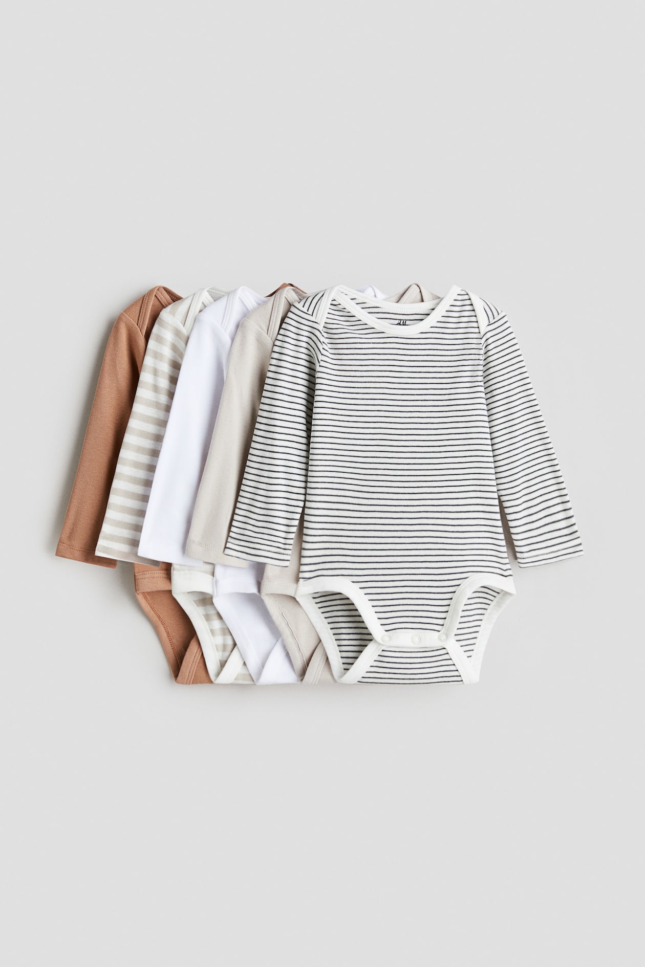 Lot de 5 bodies à manches longues - Beige/rayé - ENFANT | H&M FR