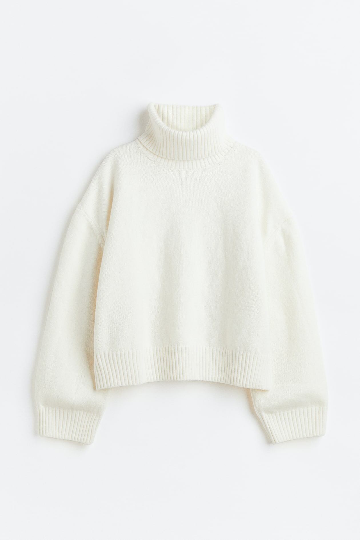 Oversized Turtleneck Sweater - Turtleneck - Long sleeve - Natural white ...