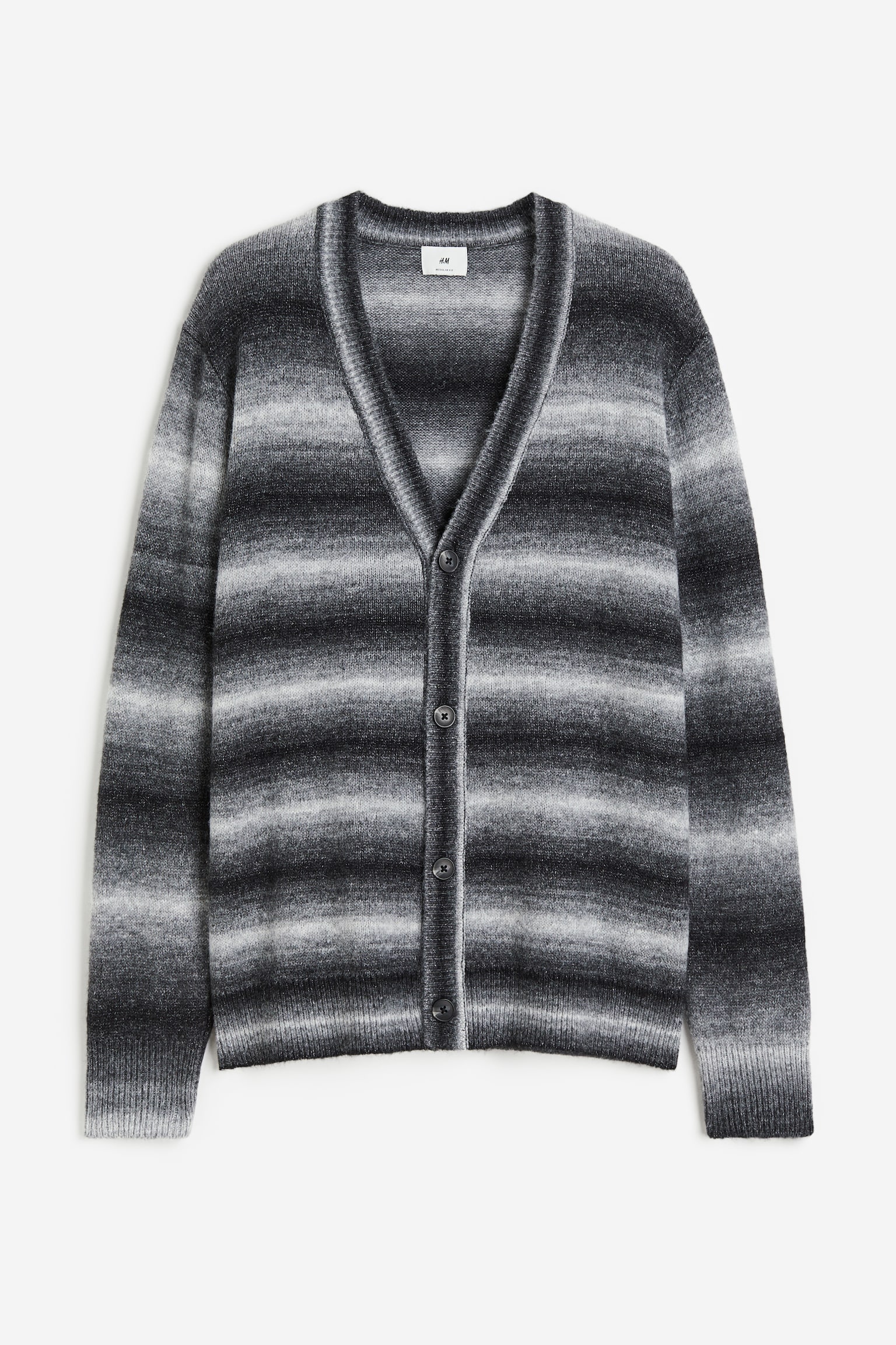 Regular Fit cardigan - Black/Striped - 1