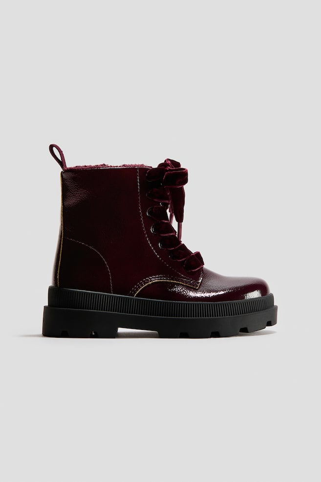 Chunky Lace-Up Boots - Dark red/Black - 1
