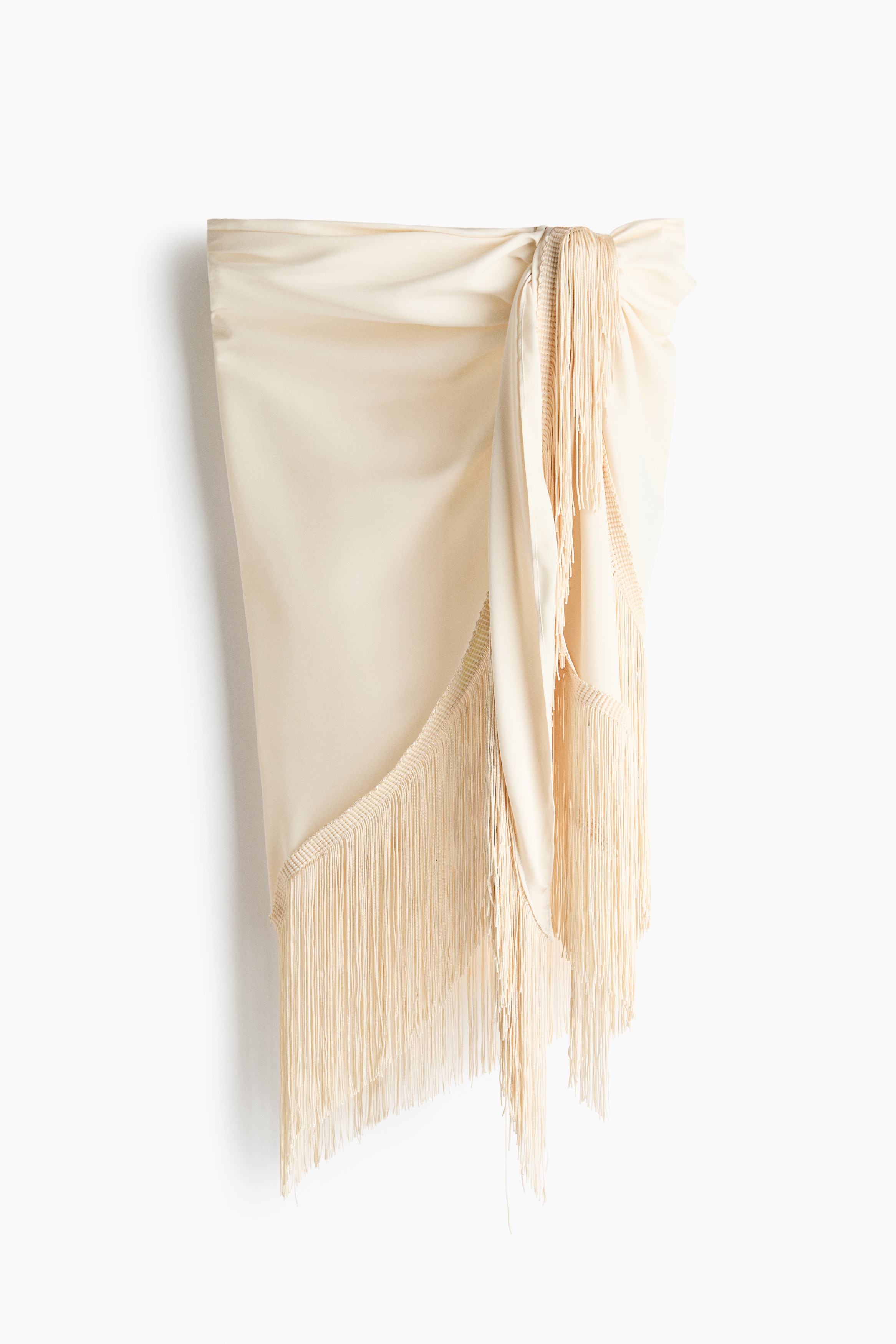 Pareo mit Fransenbesatz - Hellbeige