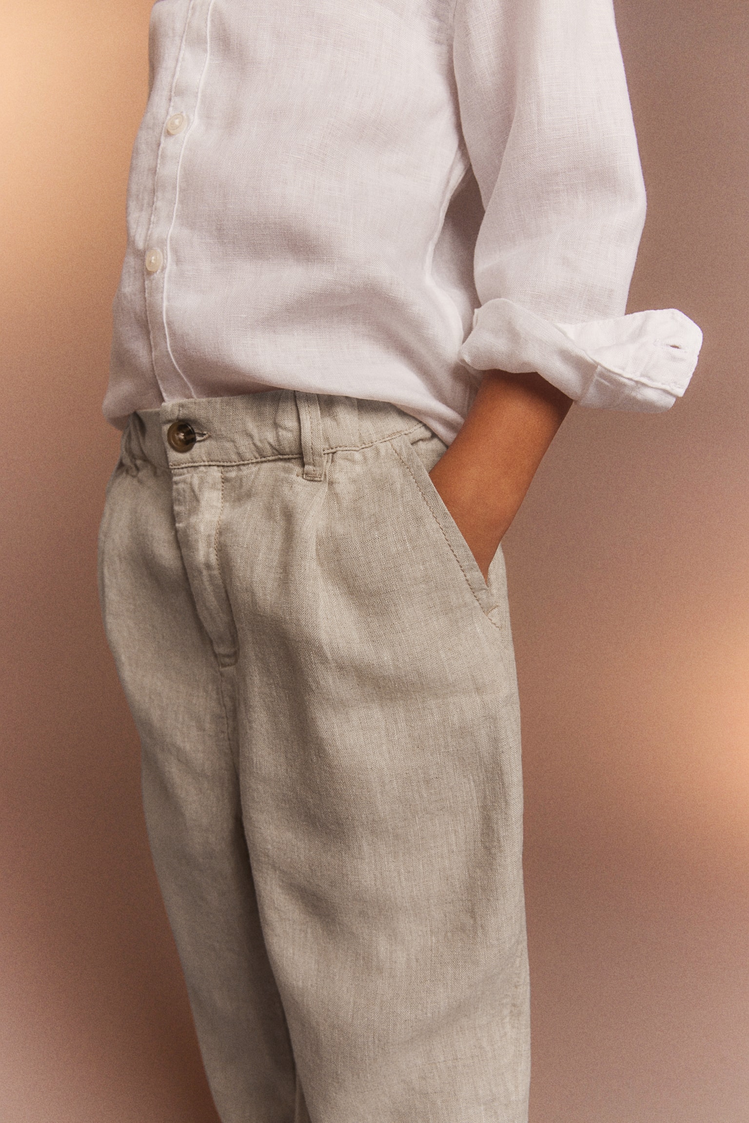 Linen Chinos - Light beige - 5