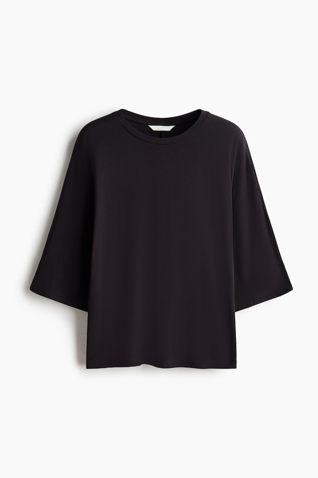 Batwing-Sleeved Viscose Top - Dark brown/Black/Cream - 1