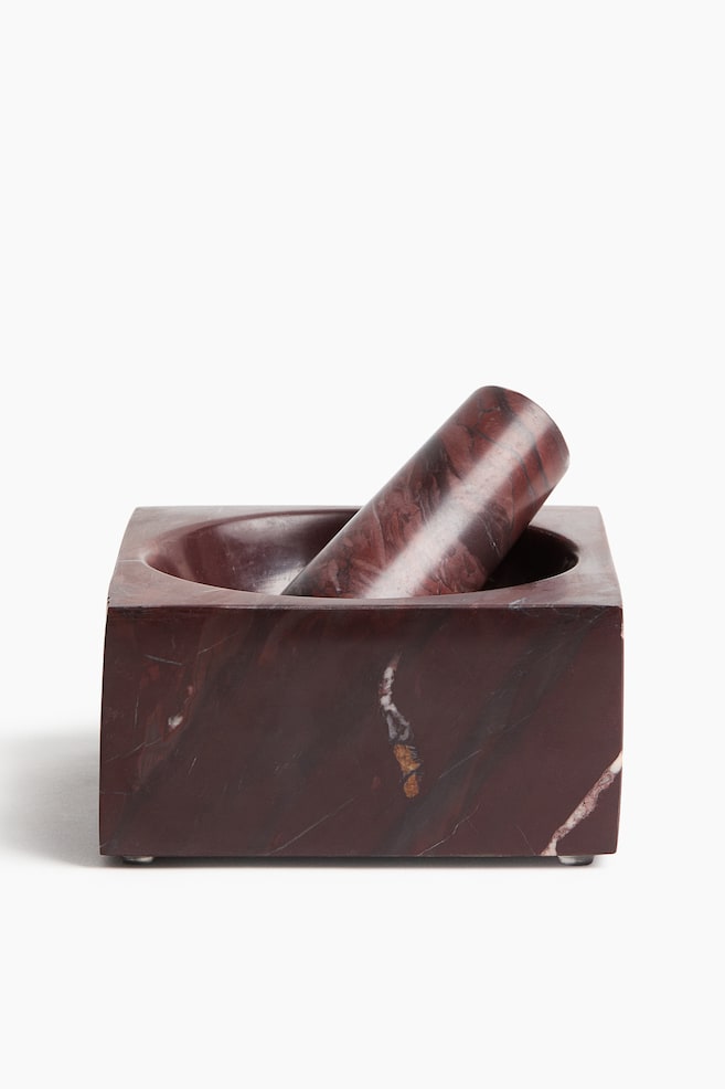 Marble Mortar and Pestle - Burgundy/marbled - 1