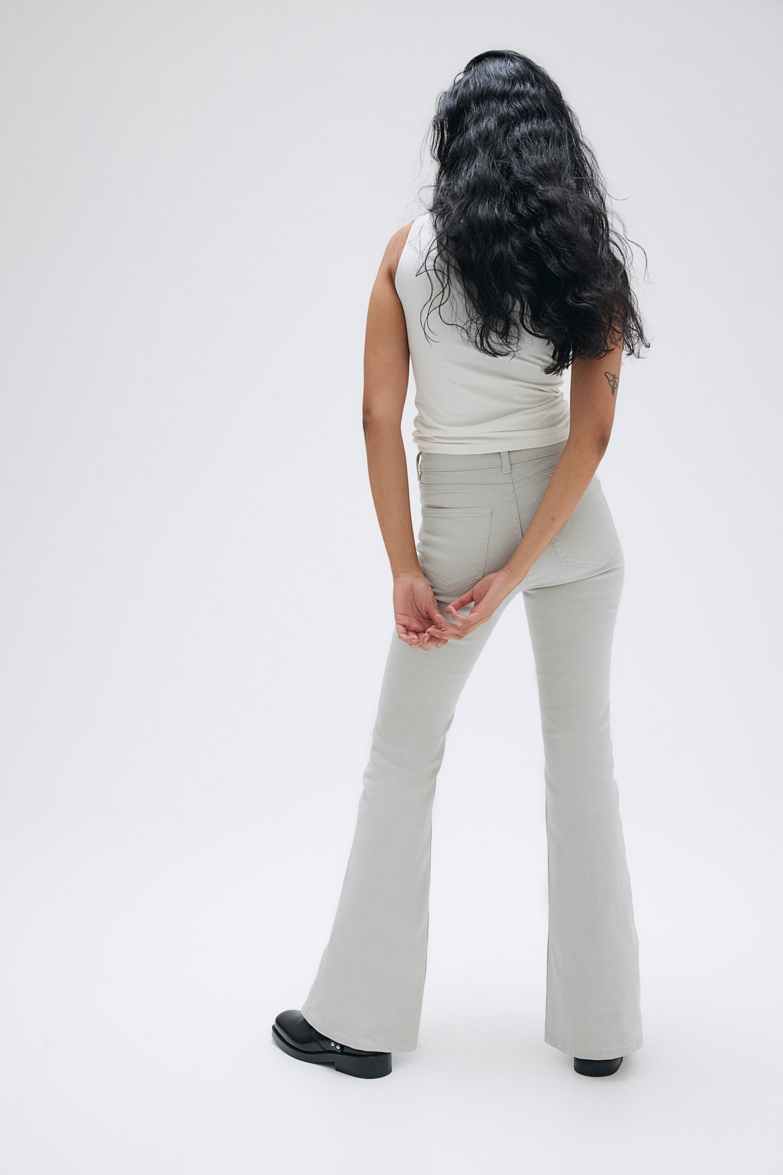 Flared twill trousers - Light grey/Black/Light beige/Grey - 6