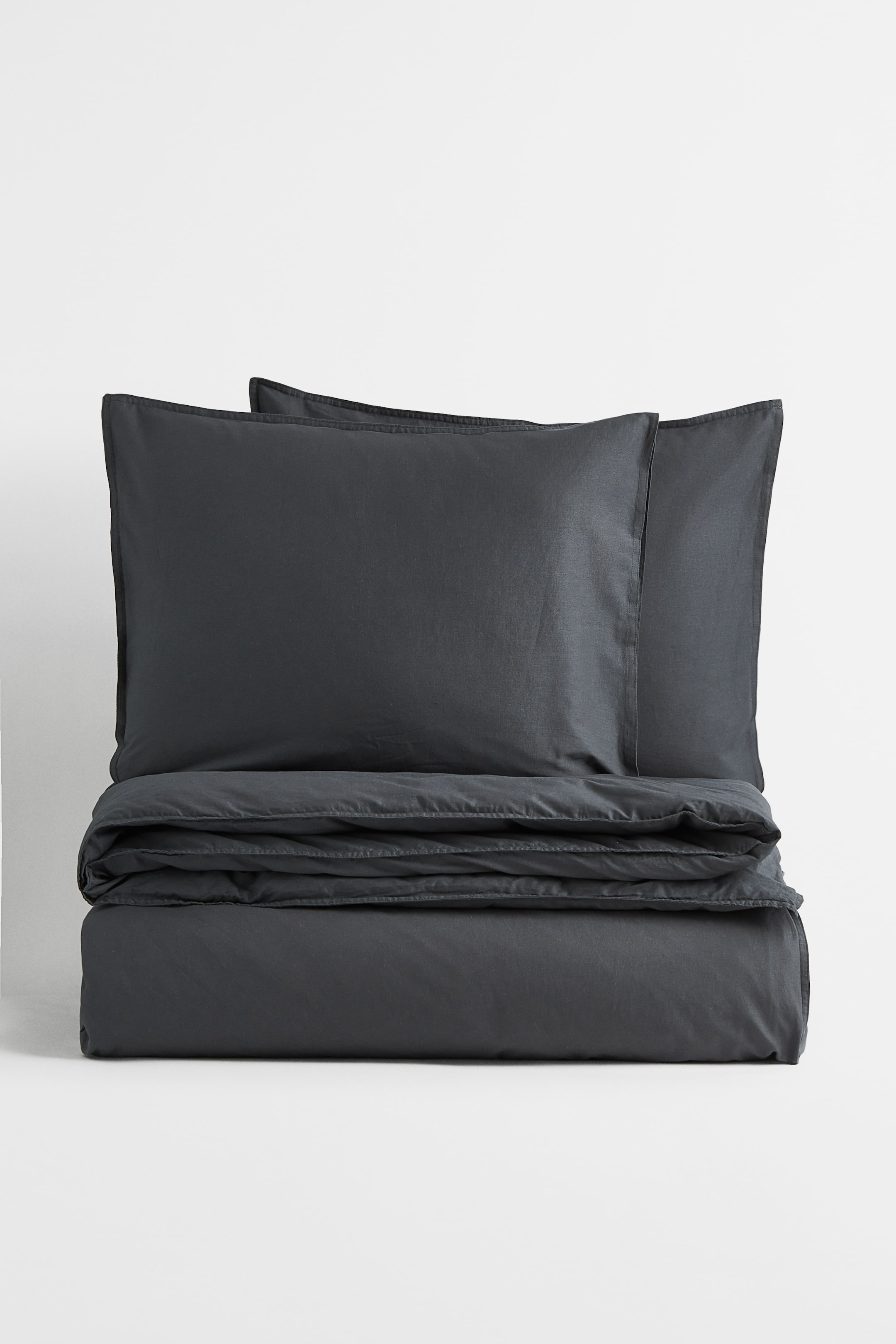 King/Queen Cotton Duvet Cover Set - Dark gray - Home All | H&M US