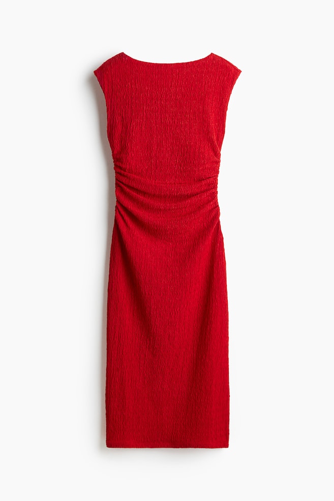 Draped bodycon dress - Red/Cream - 1