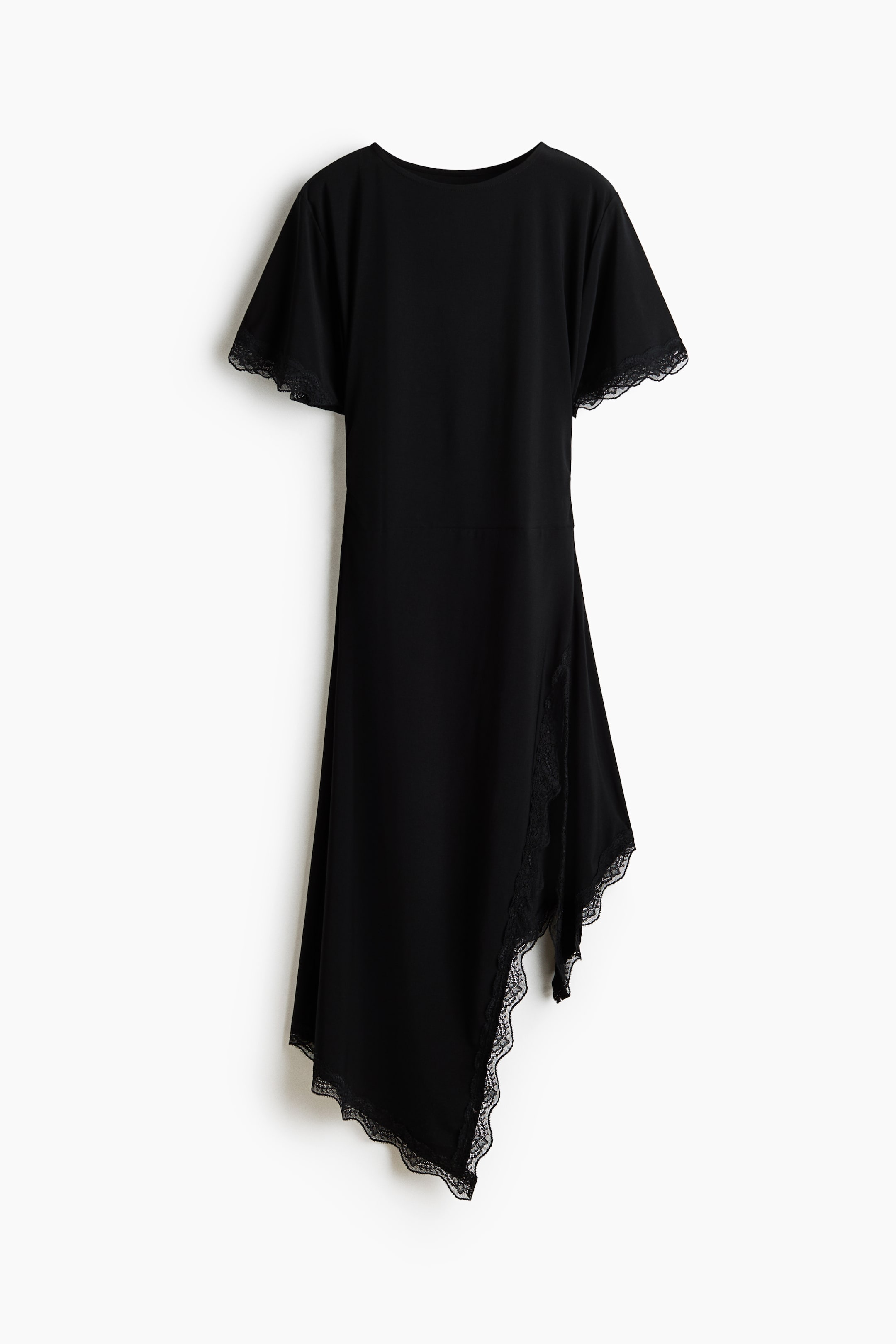 Lace-Trimmed Jersey Dress