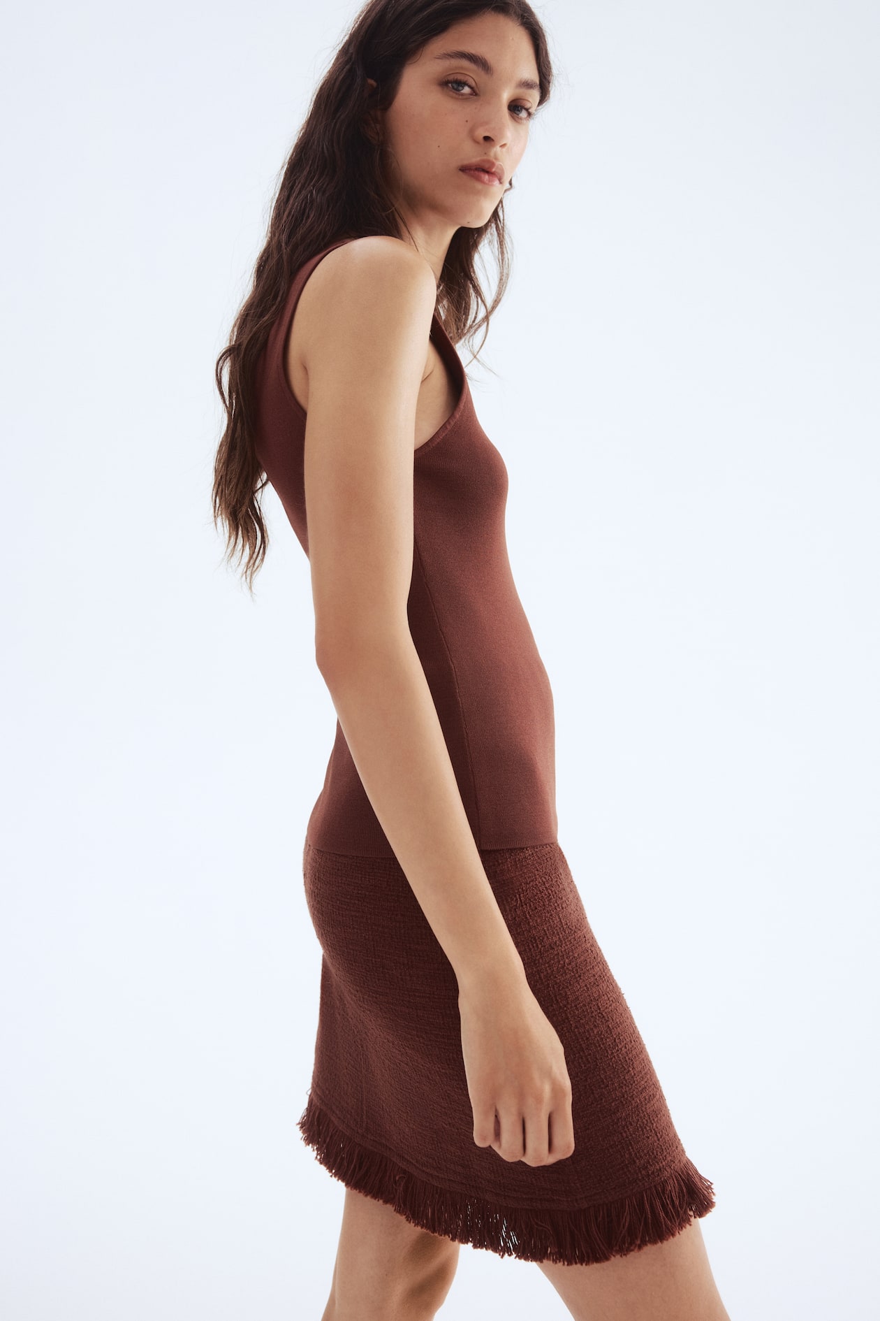Boucle Skirt with Fringe