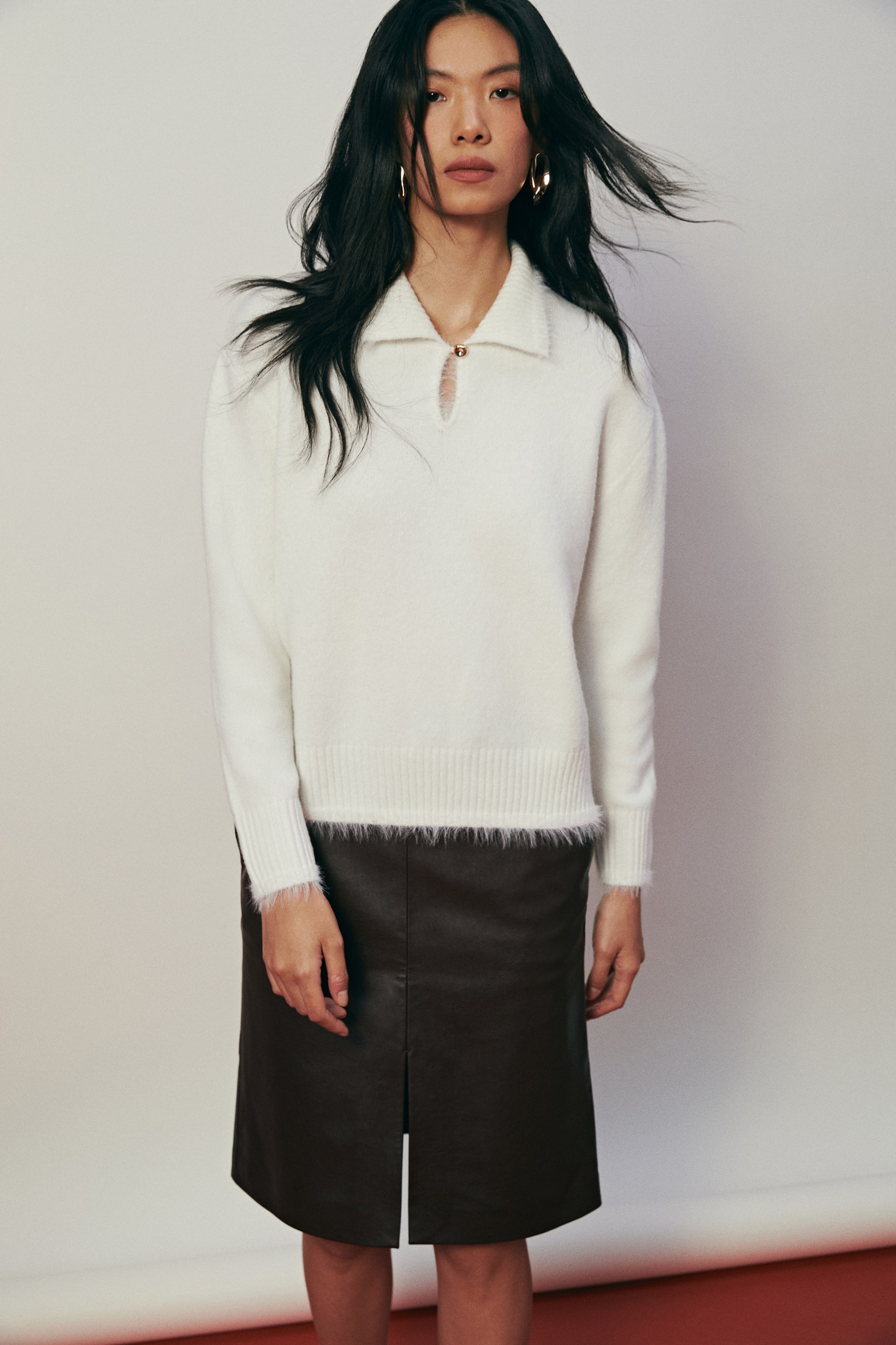 拡大画像を表示: 襟付きセーター - ホワイト - レディース | H&M JP 4