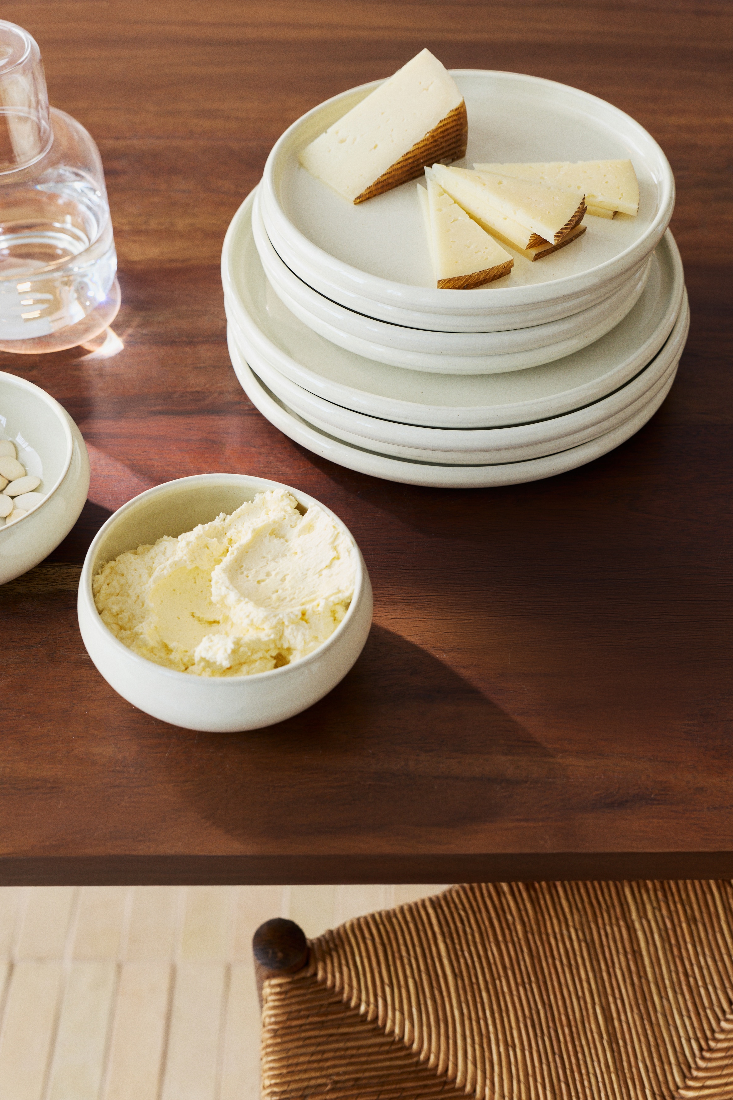 Pack de 2 pratos rasos em cerâmica de grés - Branco/Verde