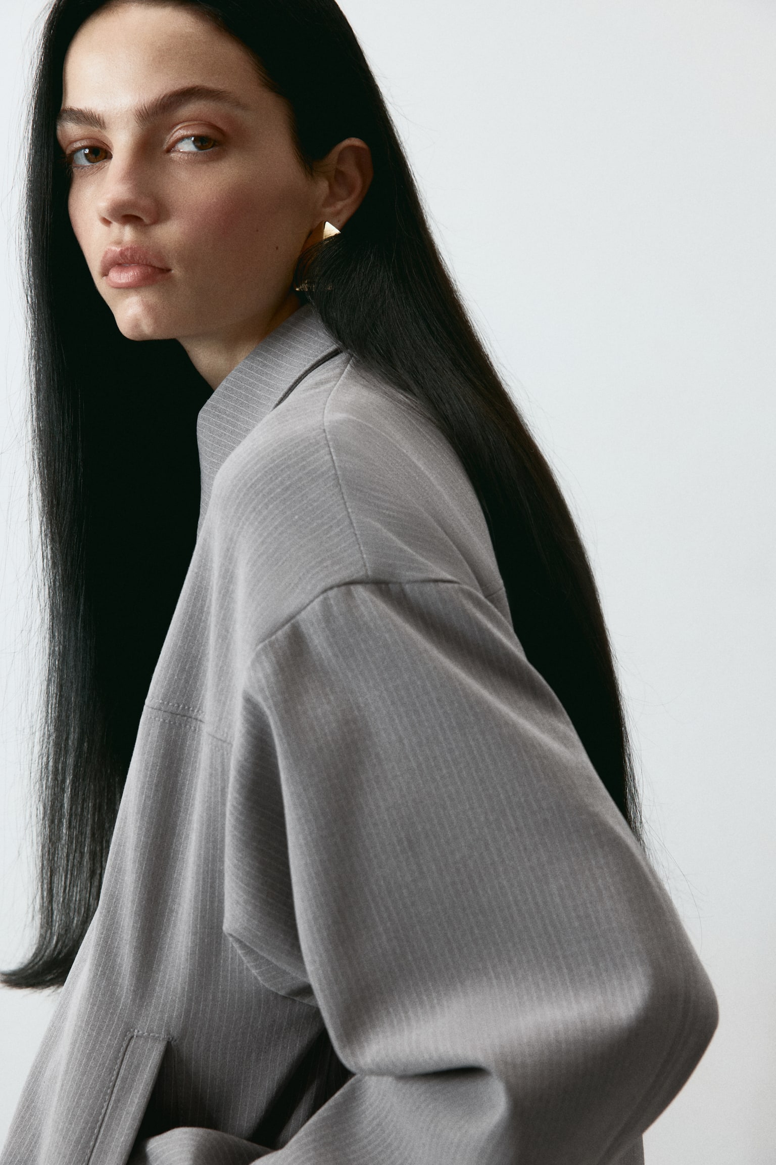 Collared bomber jacket - Light grey/Pinstriped/Olive green/Light beige/Checked/Grey/Light turquoise - 3