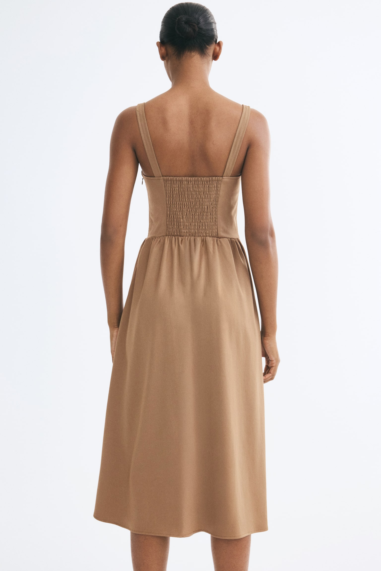 Женское платье H&M Dress with Flared Skirt, цвет: Тёмный бежевый — фото 5