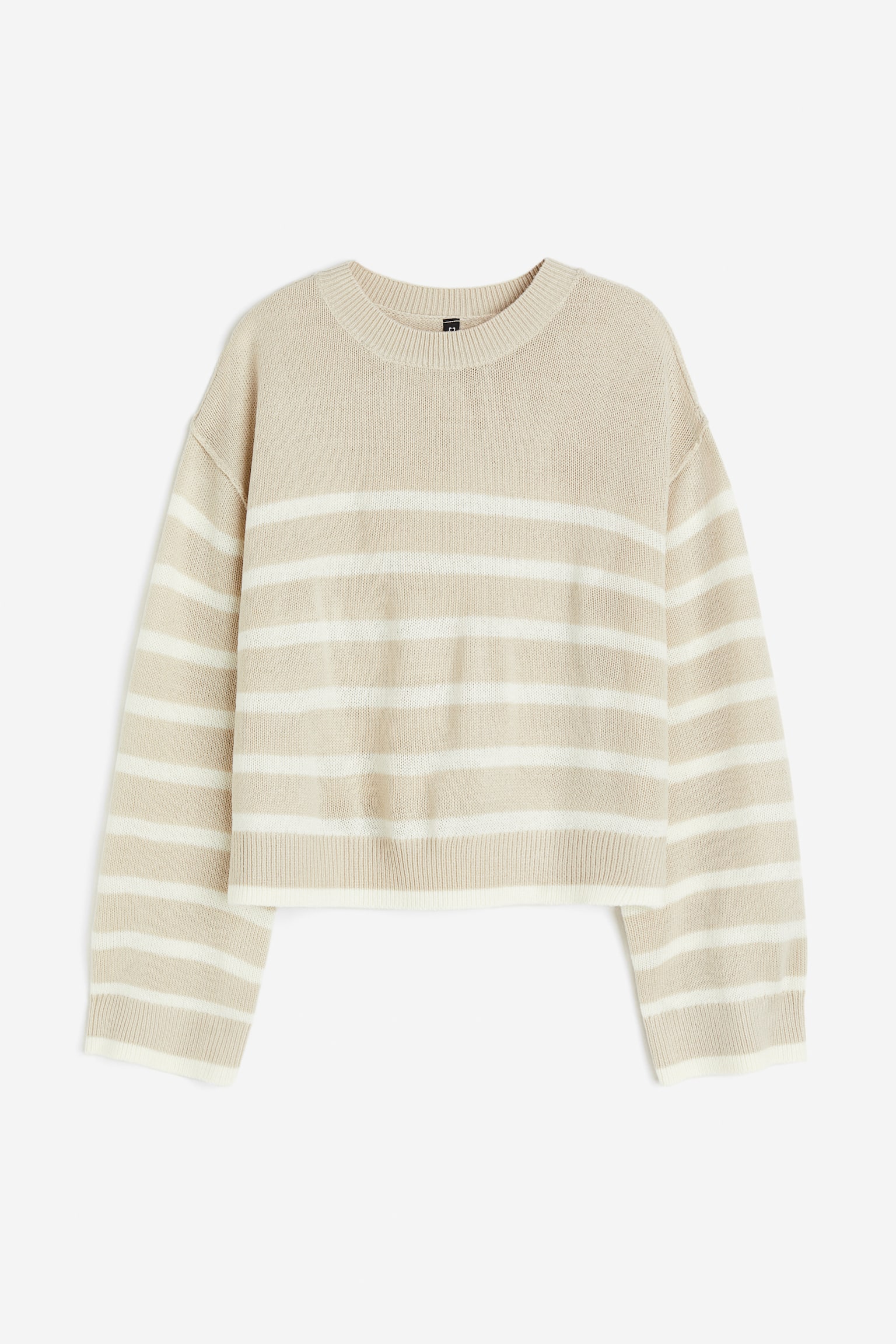 Linked Seam Detail Sweater - Light beige/Stripe - 2