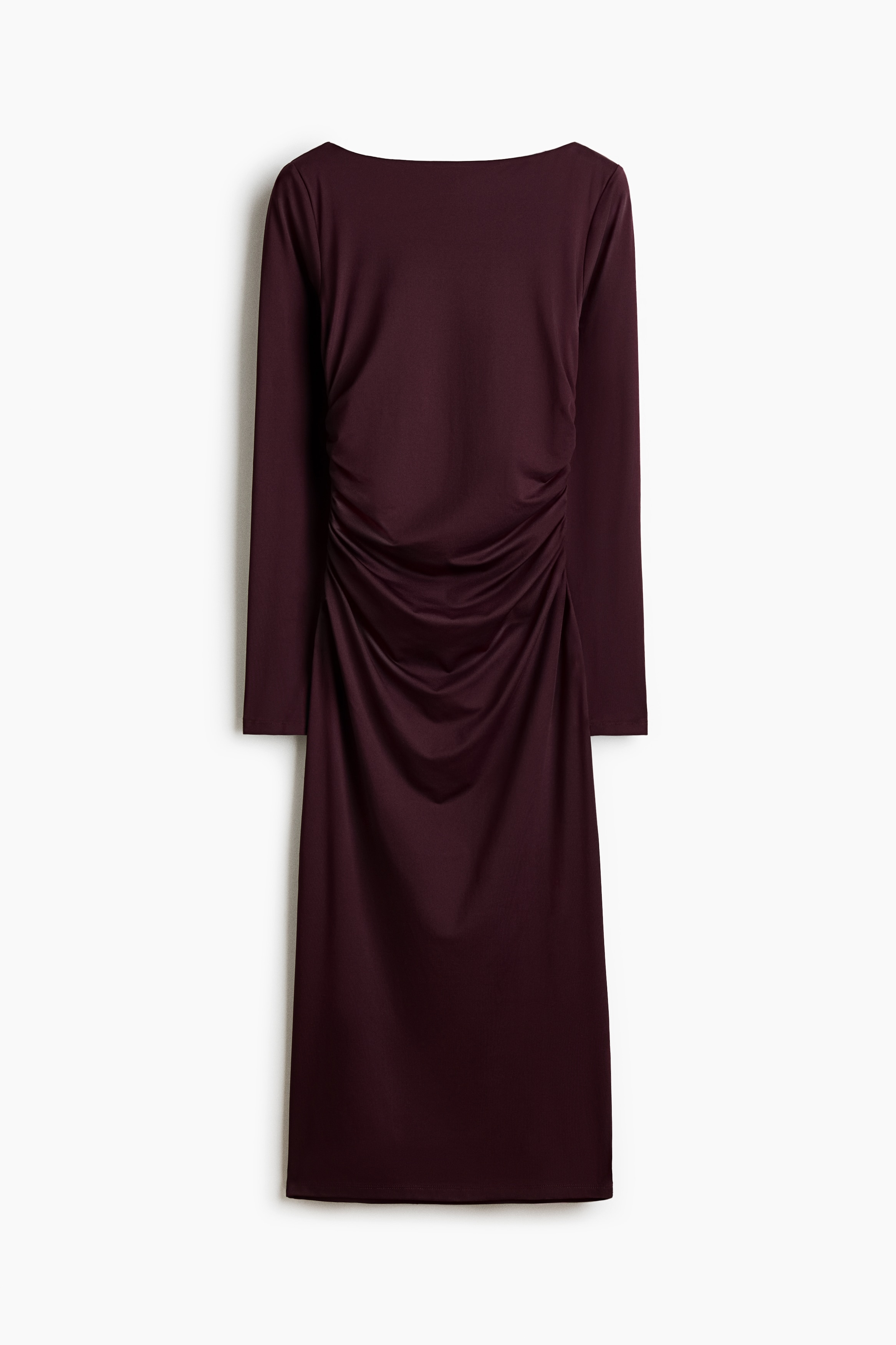 Draped Bodycon Dress - Burgundy/Dark gray