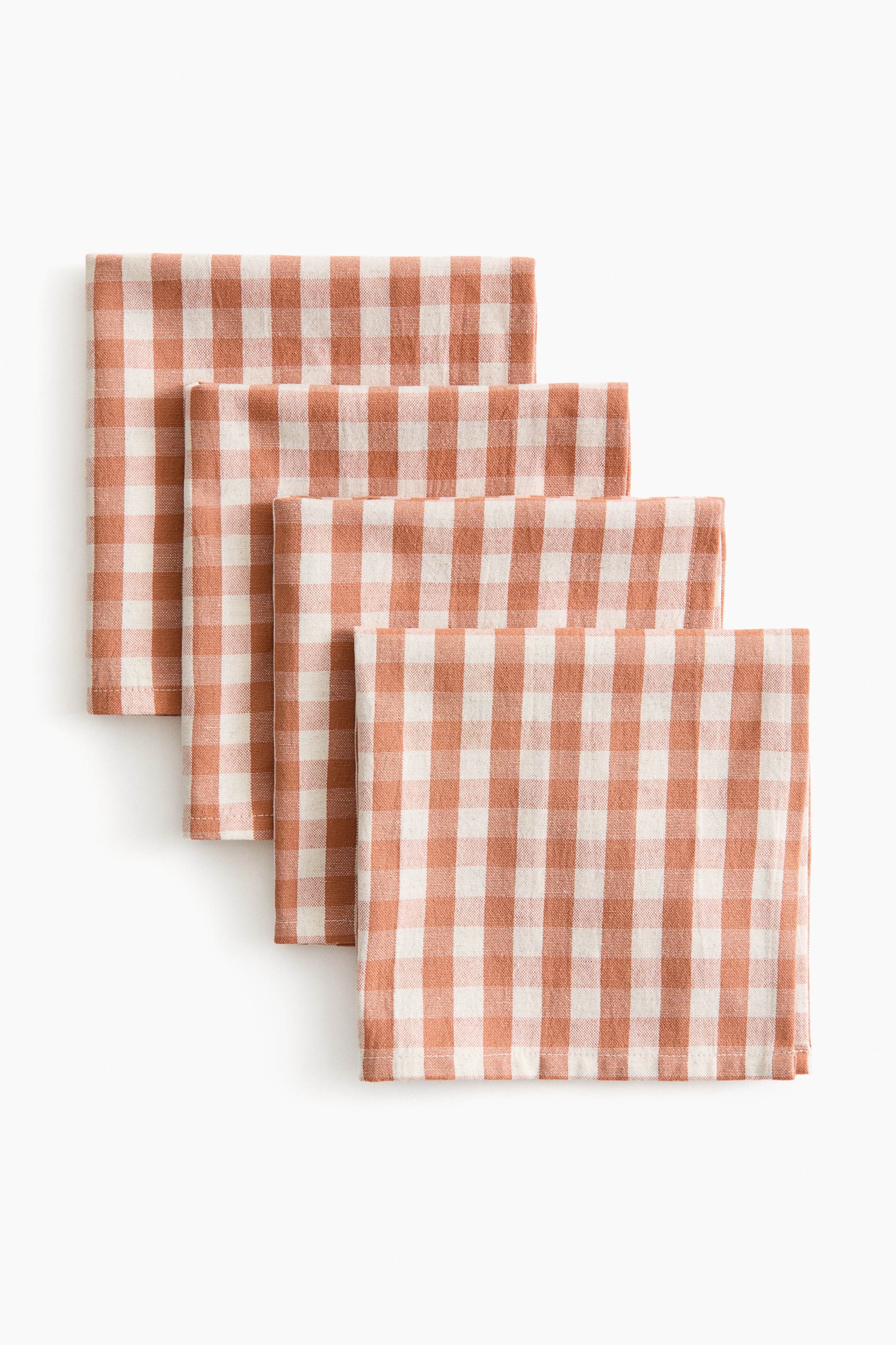 Ver imagen más grande: Pack de 4 servilletas de algodón - Terracota/Cuadros vichy - HOME | H&M ES 3