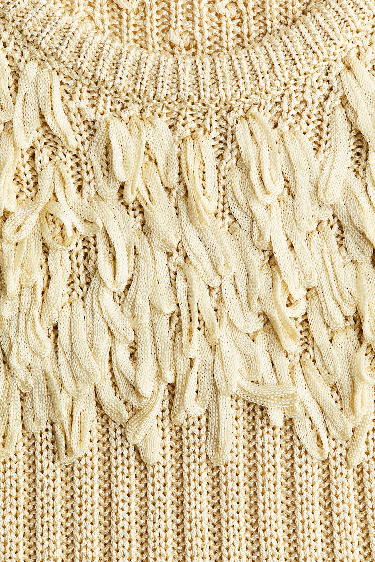 Fringe-detail rib-knit top - Light beige - 3