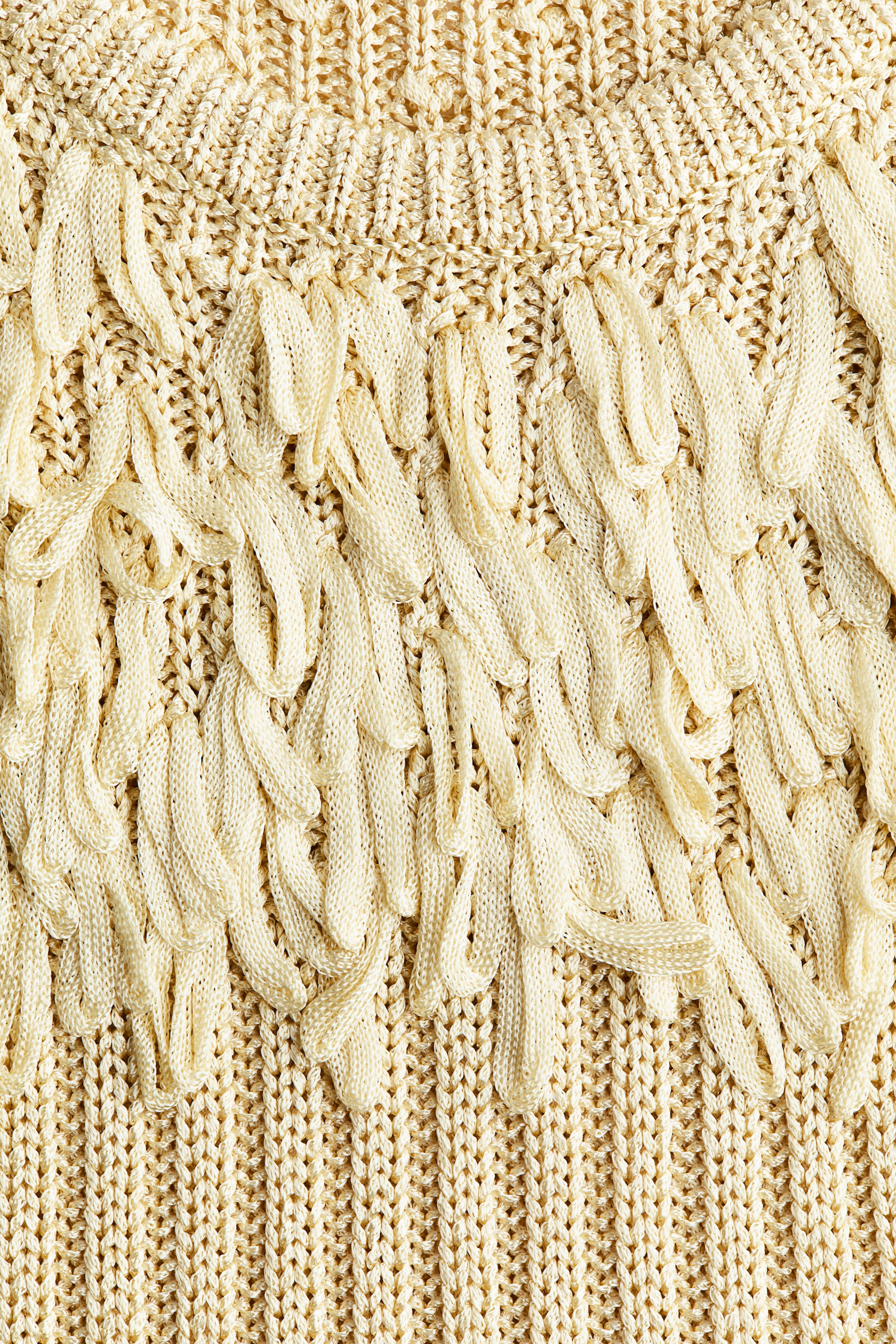 Fringe-Detail Rib-Knit Top