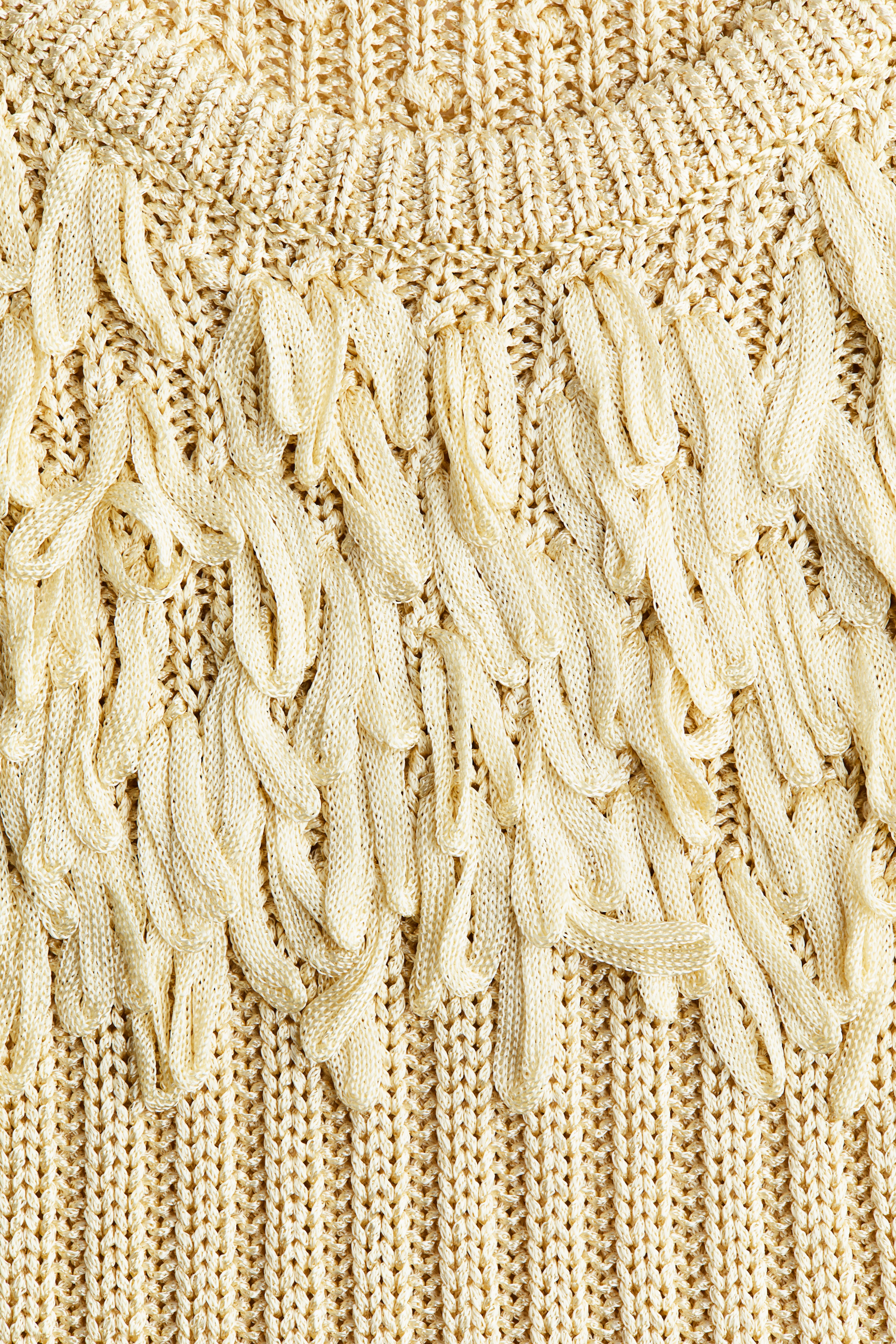 Fringe-Detail Rib-Knit Top