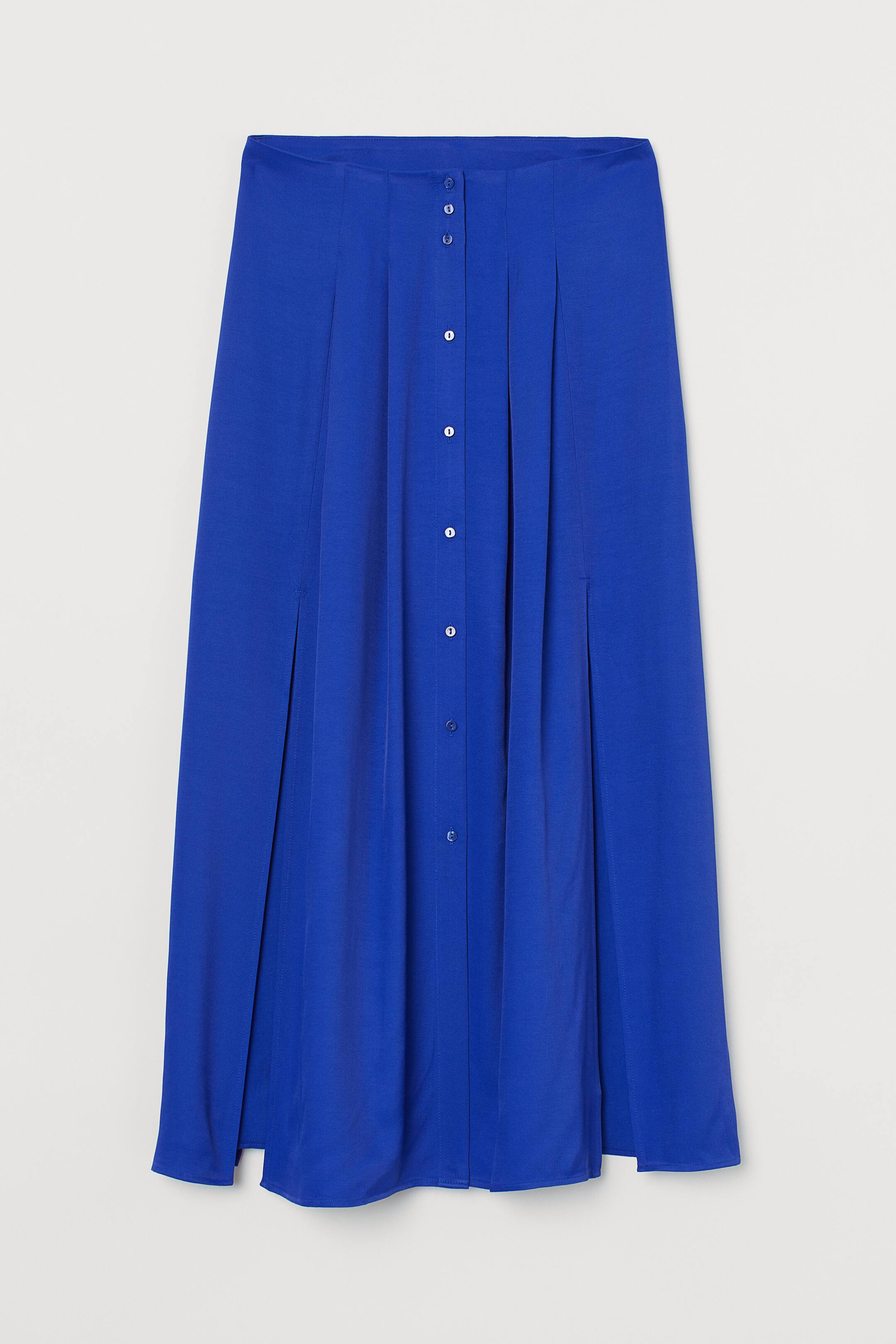 Skirt with slits - High waist - Midi - Bright blue - Ladies | H&M GB