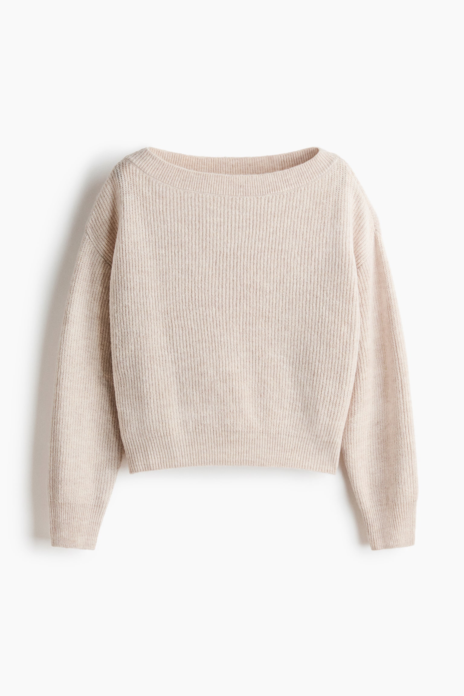 Женский свитер H&M Oversized Boat-Neck, цвет: Светлый бежевый меланжевый — фото 1